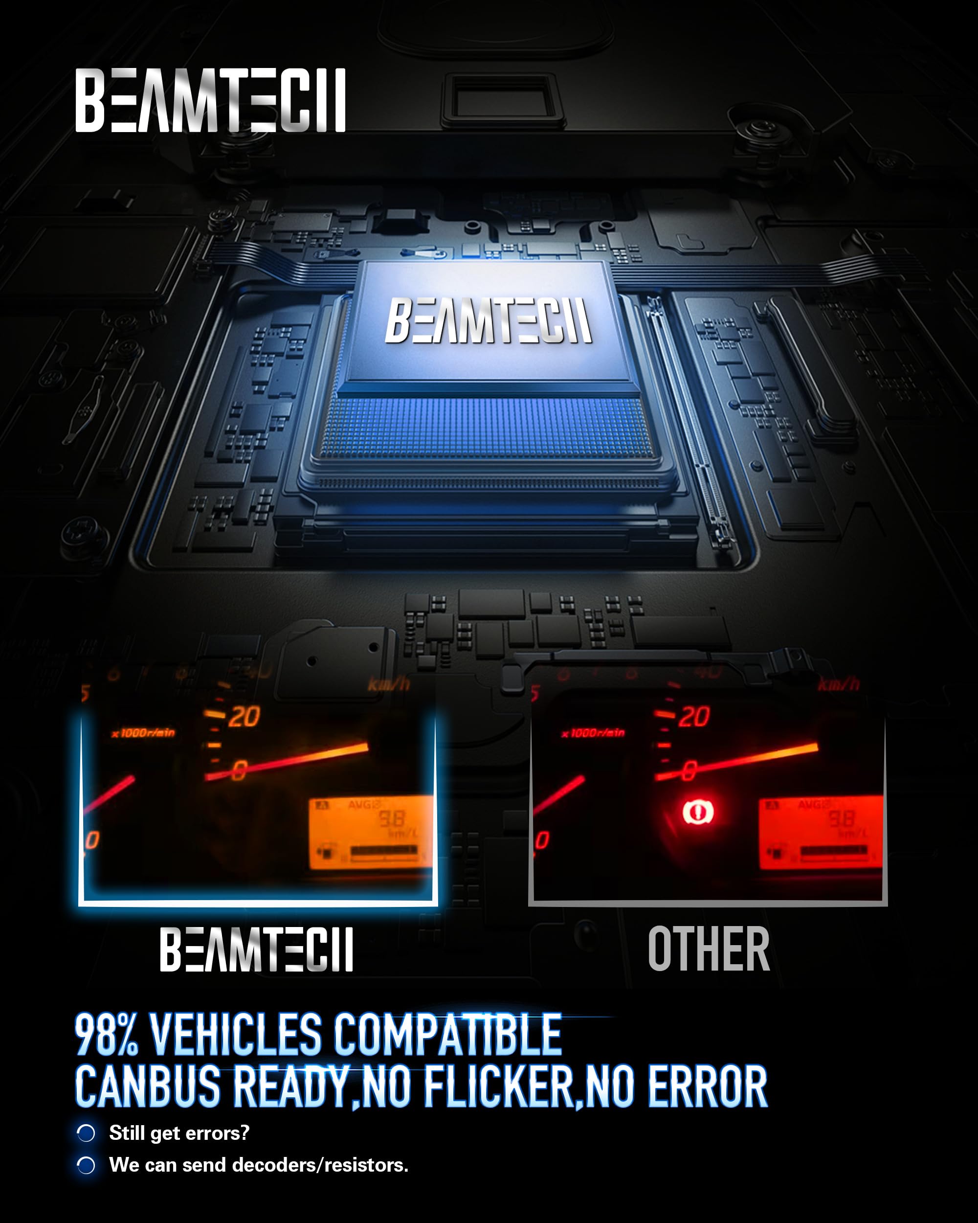 Beamtech 9006/Hb4 Bulbs, S1 Series Fanless Fog Light 300% Brighter 6500K Xenon White, 2 Bulbs