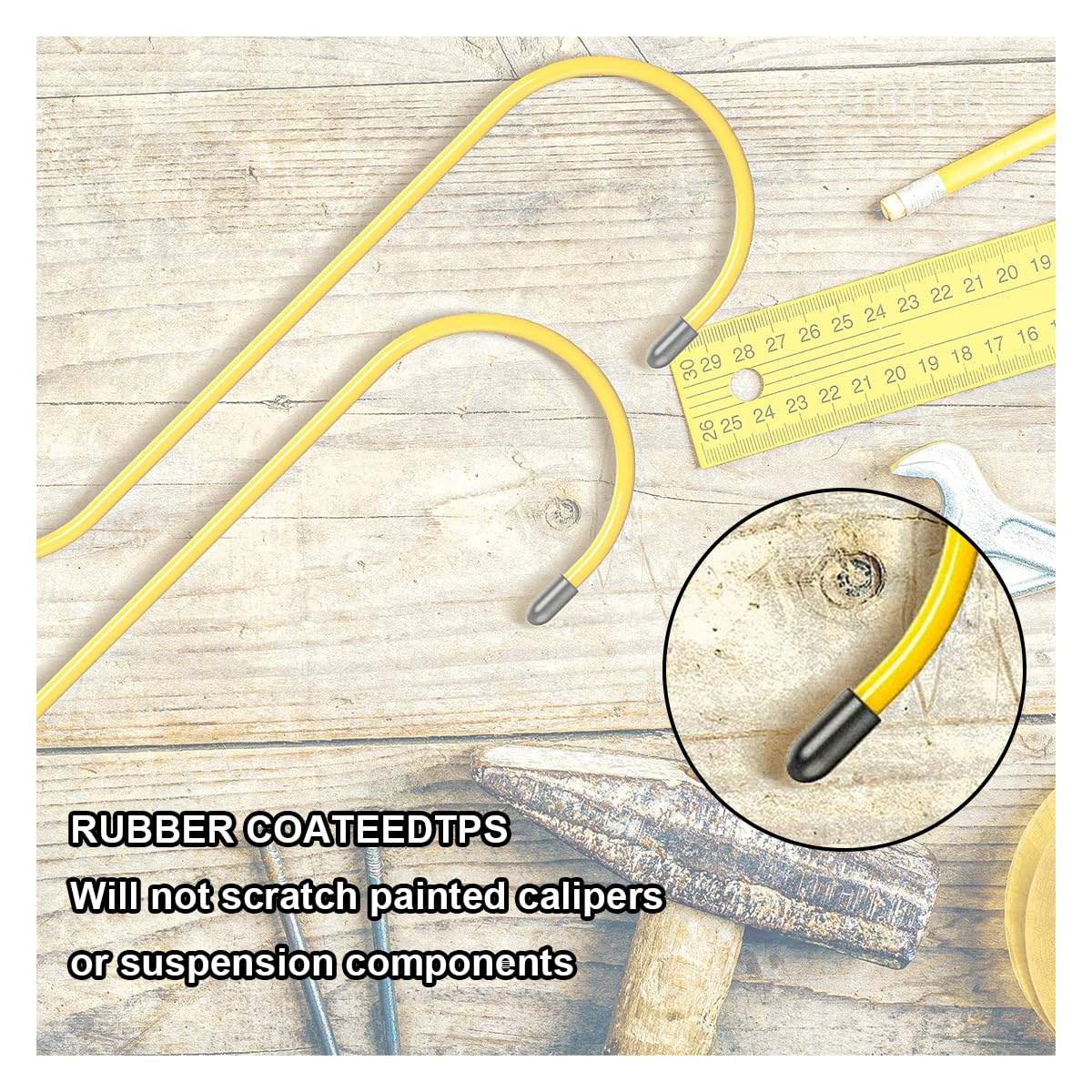 Glsowee Car Brake Caliper Hooks, Auto Brake Caliper Hangers With Rubber Tips, Universal Durable & Rust-Proof Automotive Tools Fo