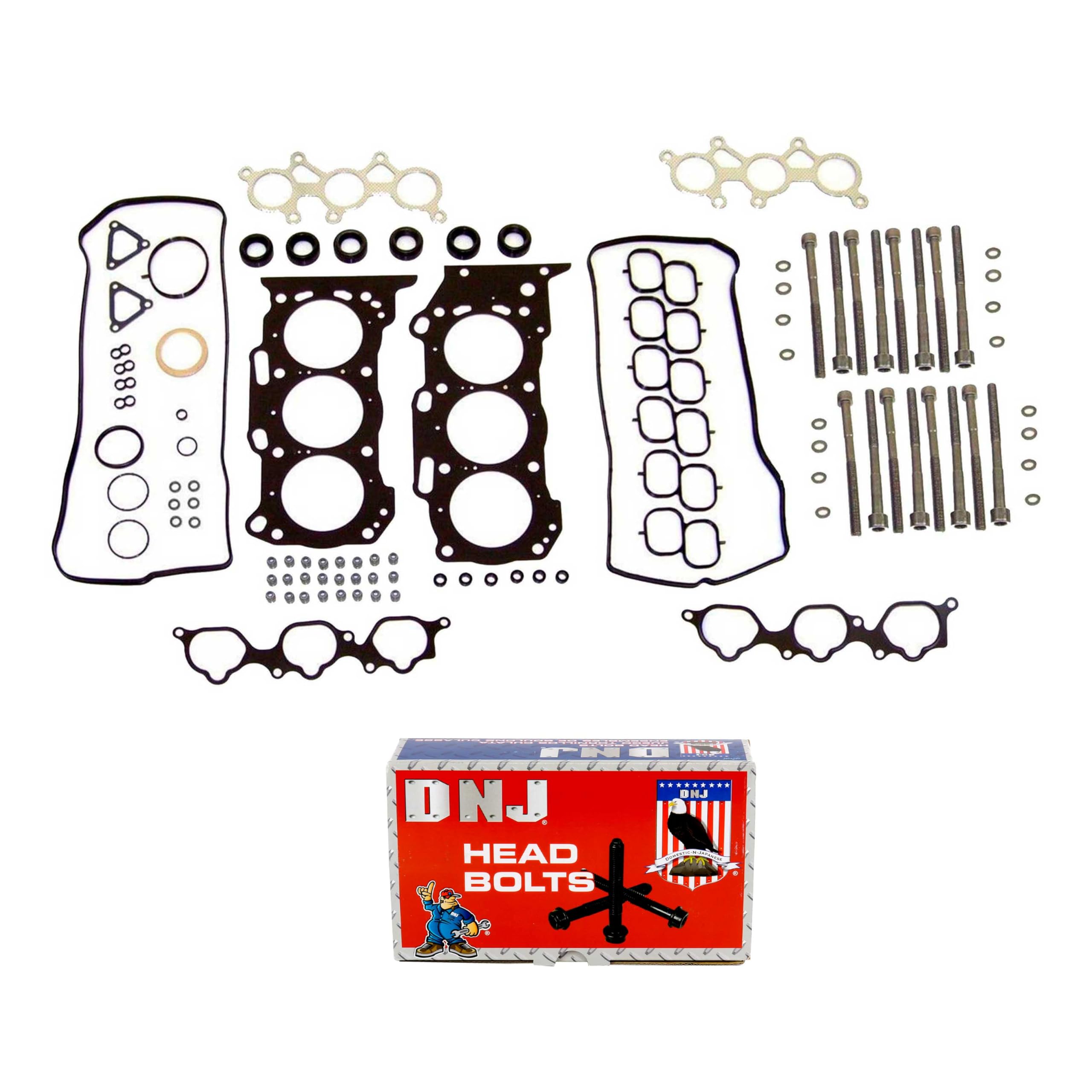 DNJ HGB968 Cylinder Head Gasket Set with Head Bolt Kit for 2005-2018 Lexus, Toyota Avalon, Camry, ES350 3.5L V6 24V DOHC 3456cc