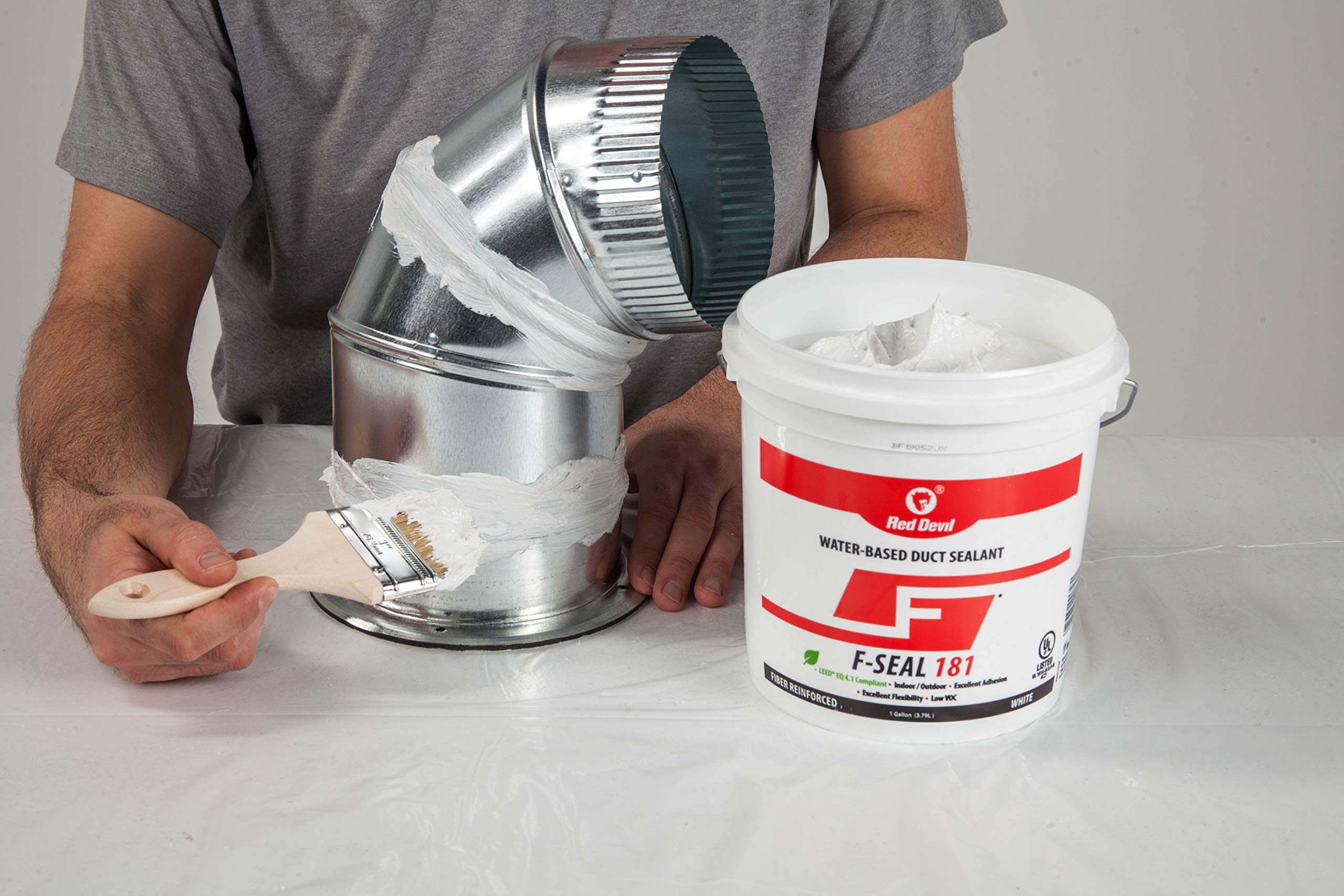 Red Devil 0841Dw F-Seal 181 Fiber Reinforced Water Based Duct Sealant, 1 Gallon, White, 2 Pack