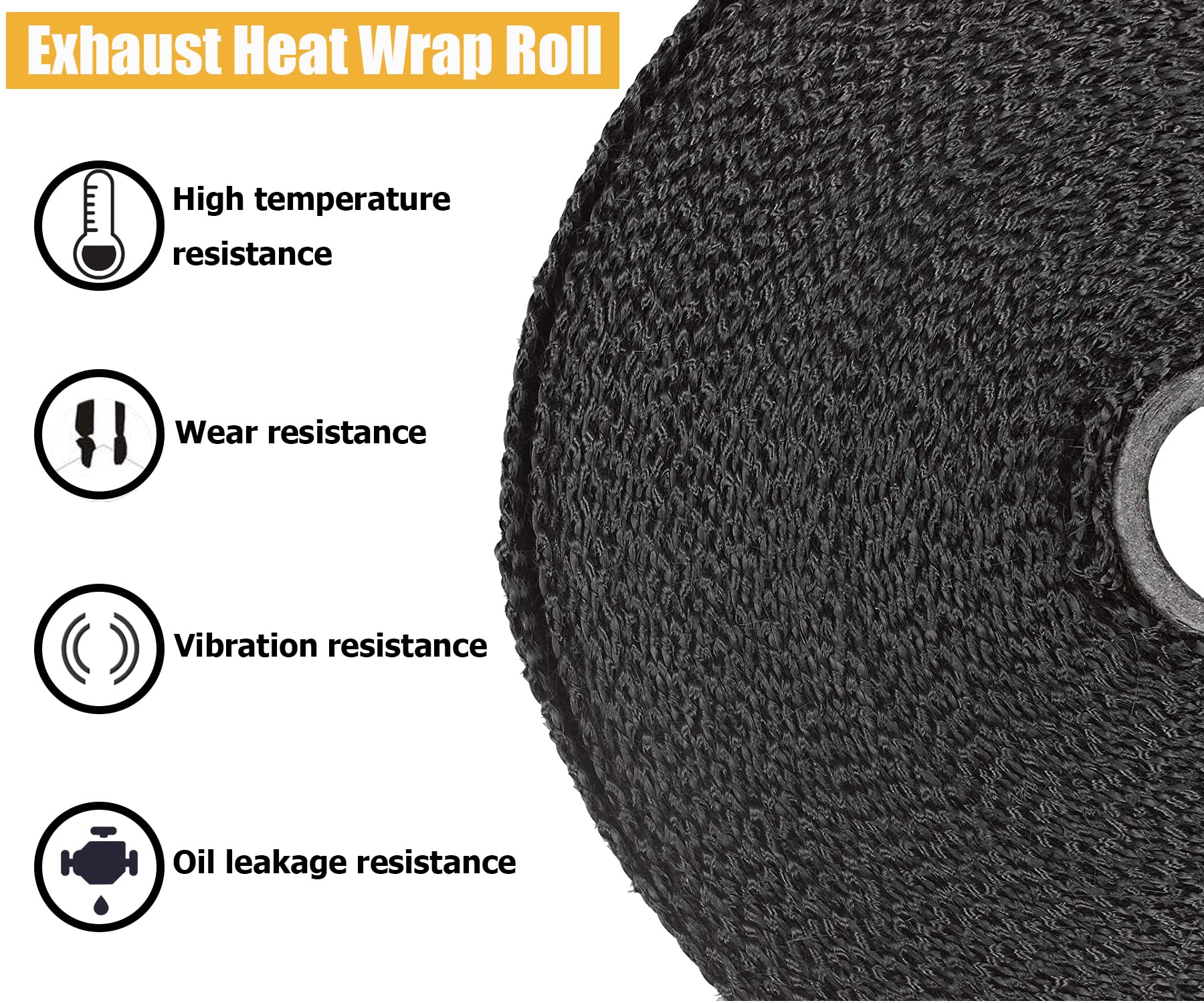 Superfastracing 2 Roll 2'' X 50' Exhaust Heat Wrap Roll Fiberglass For Motorcycle Manifold Header Pipe Heat Wrap Tape Black (Wil
