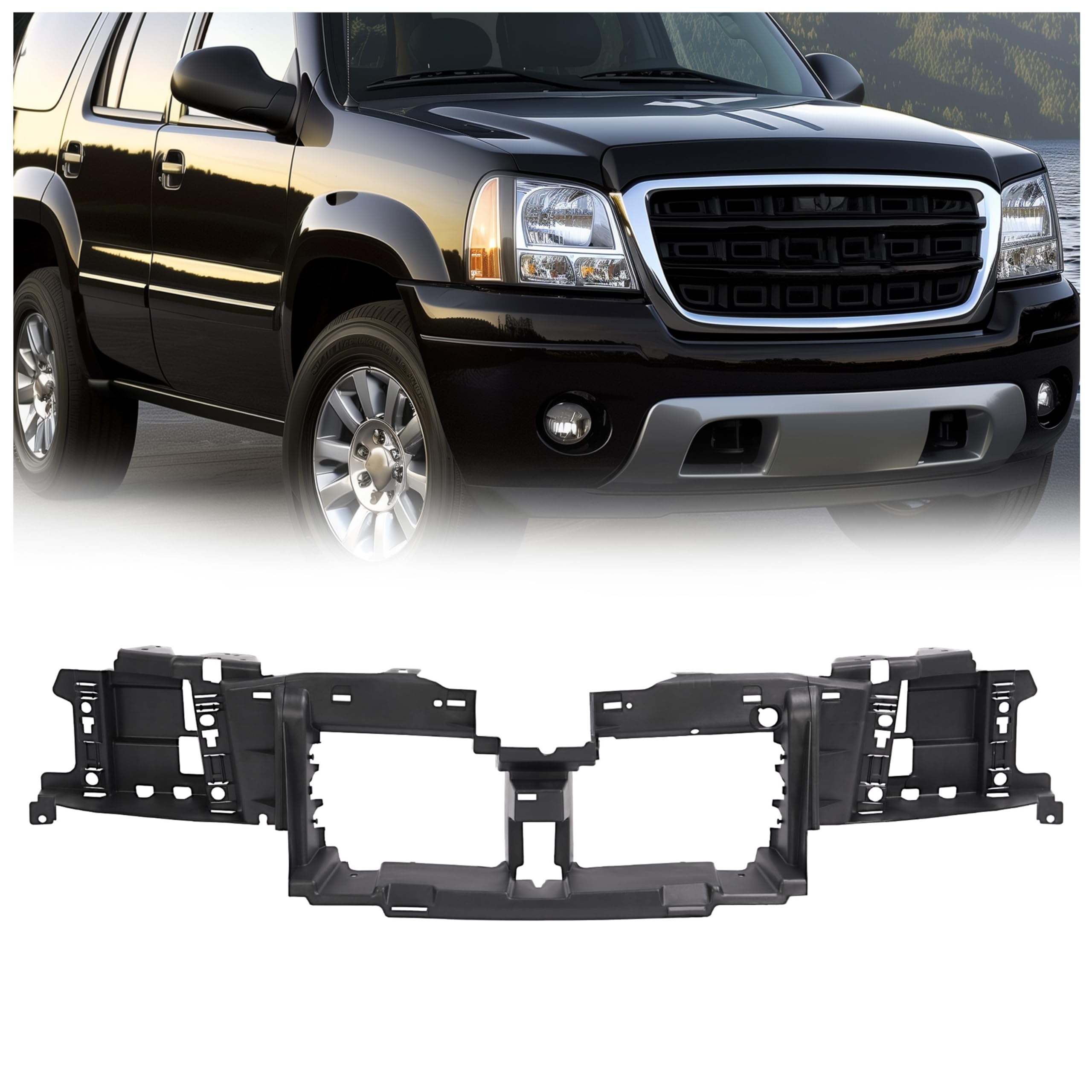 KUAFU Front Header Panel Compatible with 2002-2009 GMC Envoy XL XUV Isuzu Ascender Replacement for GM1221126, 15195745 Headlight