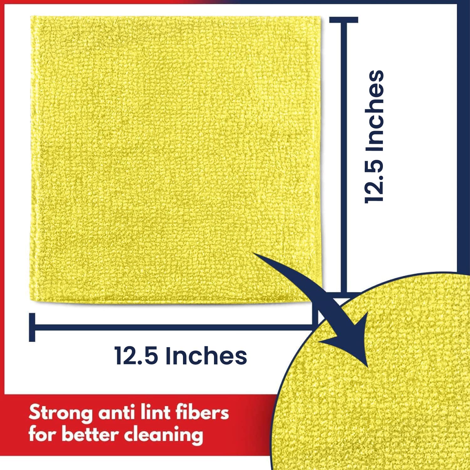 Usanooks Microfiber Cleaning Cloth Yellow - 12 Pcs 12.5''X12.5'' - High Performance - 1200 Washes, Ultra Absorbent Towels Weave