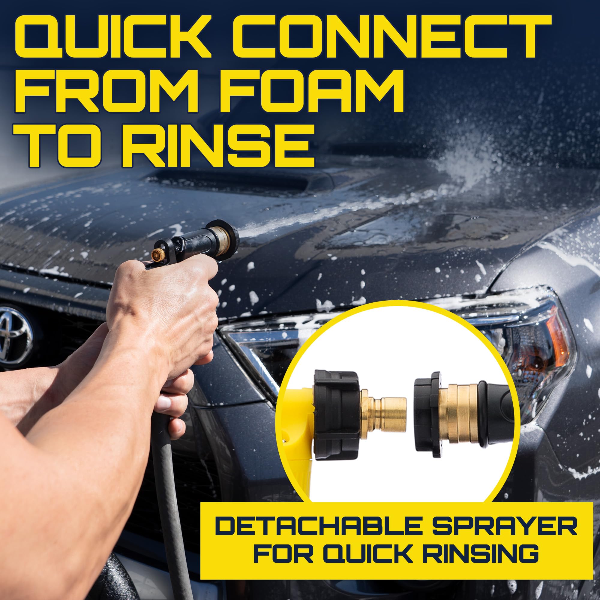 Clean Car Usa Foam King™ Car Wash Foam Gun, Garden Hose Attachment For Thick Snow Foam, Soap Sprayer For Scratch-Free Auto Detailing, High-Pressure Cannon For Trucks, Motorcycles & More