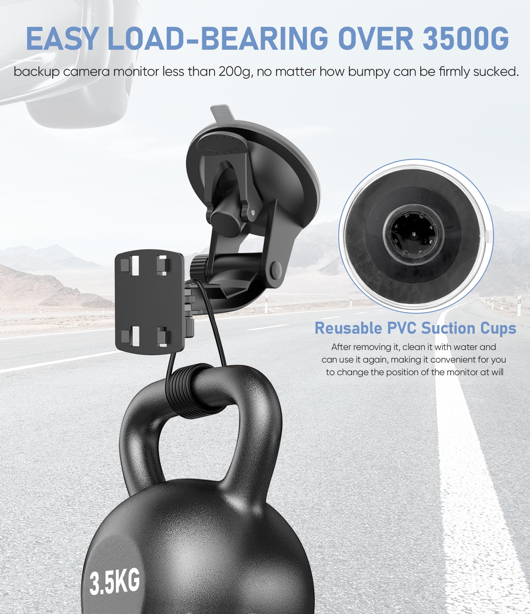 Backup Camera Monitor Mount,(4.3/5 In)Pixelman Upgraded Version Windshield Mount For Backup Camera Monitor,Vehicle Rear View Cam