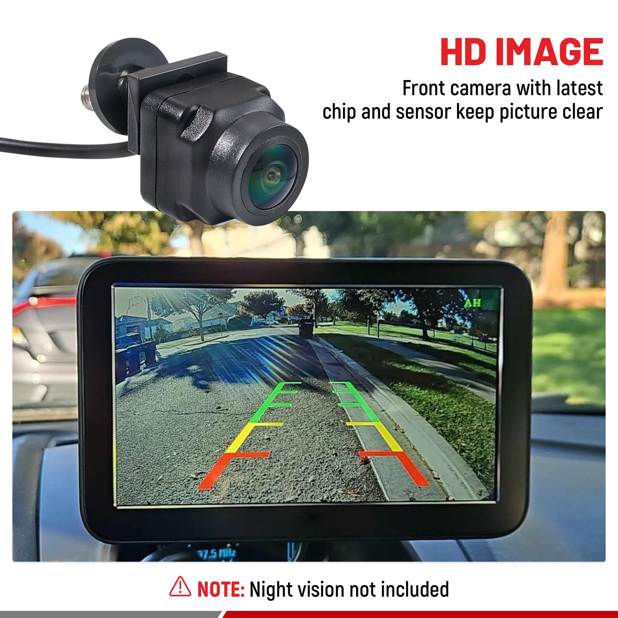 RED WOLF Front View Camera Kit for Jeep Wrangler JL/JLR/JLU/JT 2018-2021, Wide Vision, Waterproof, Metal Housing, Model CT-QS1001