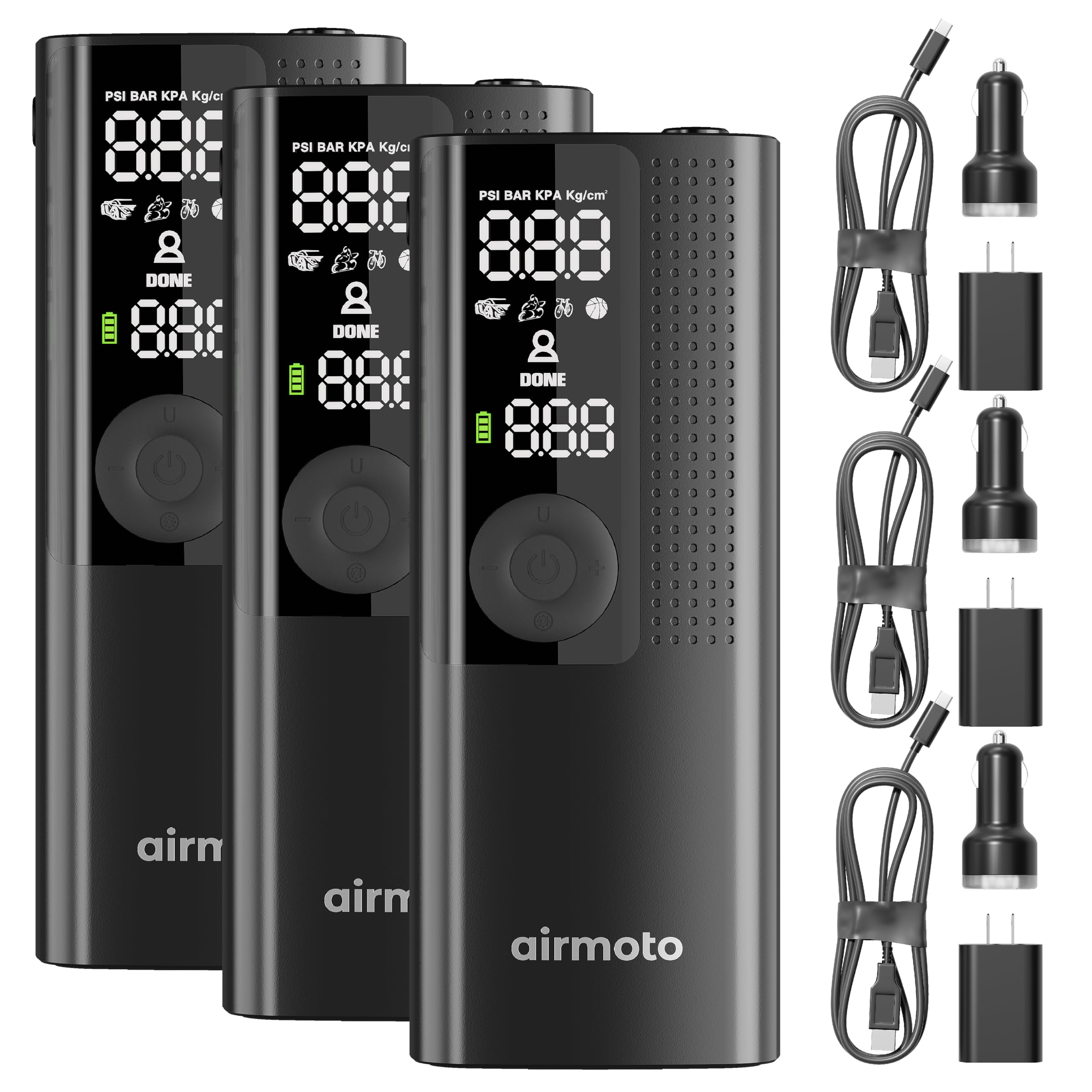 Airmoto And Power Kit Bundle Deal - 3 Bundle - Tire Inflator Portable Air Compressor With Power Kit For Charging At Home And On