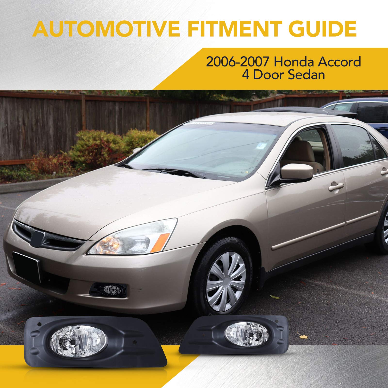 Autofree Fog Lights For Honda Accord Sedan 4Dr 2006 2007 With H11 12V55W Bulbs Oem Fog Lamps Assembly Replacement Included Wirin