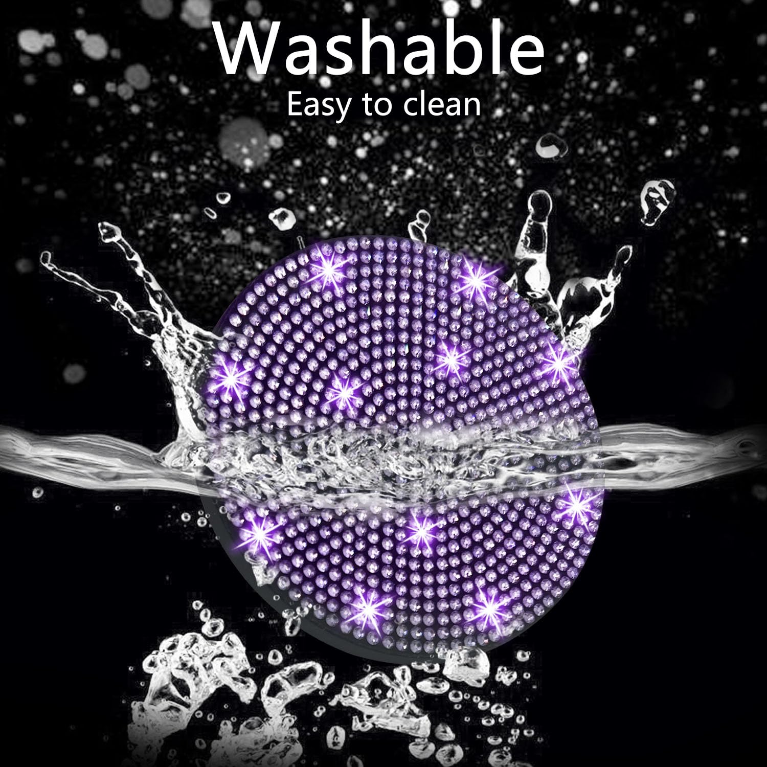 Nbtepem 4Pcs Bling Car Cup Holder Coaster, 2.75 Inch Anti-Slip Shockproof Universal Car Coasters Insert Bling Crystal Rhinestone