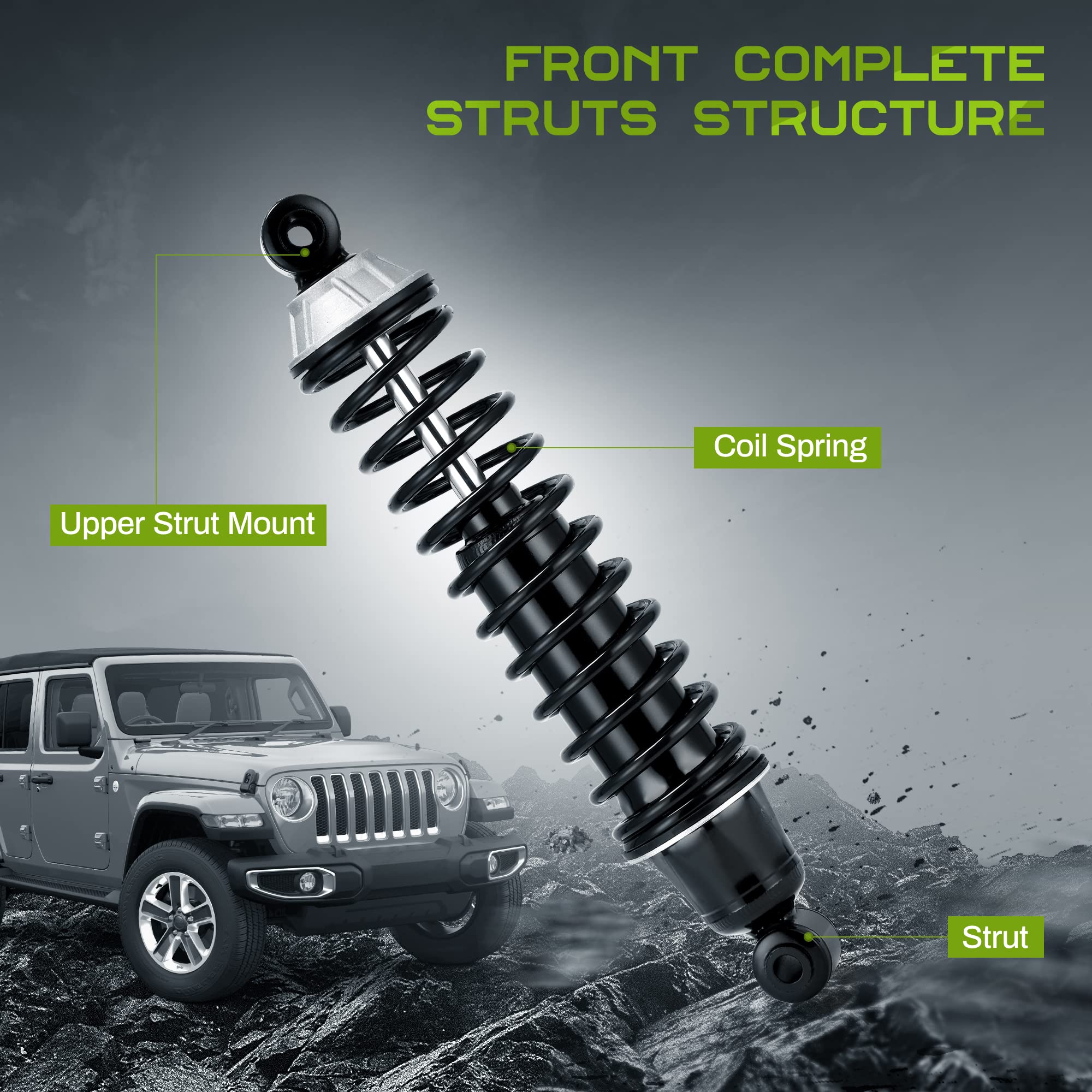 Autosaver88 Rear Load Shocks And Strut Compatible With 2008-2016 Chrysler Town & Country, 2008-2020 Dodge Grand Caravan, 2012-20