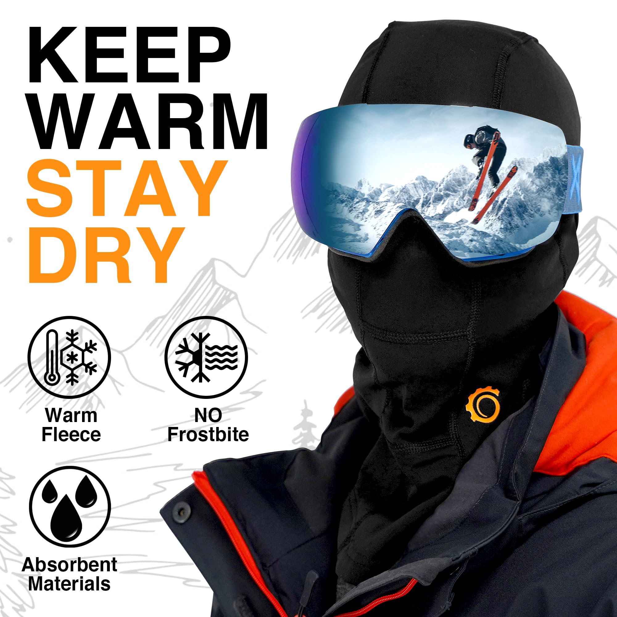 Geartop Balaclava Ski Mask For Men Snowmobile Face Mask Warm Balaclava Women Neck Gaiter - Perfect For Snowboard, Motorcycle