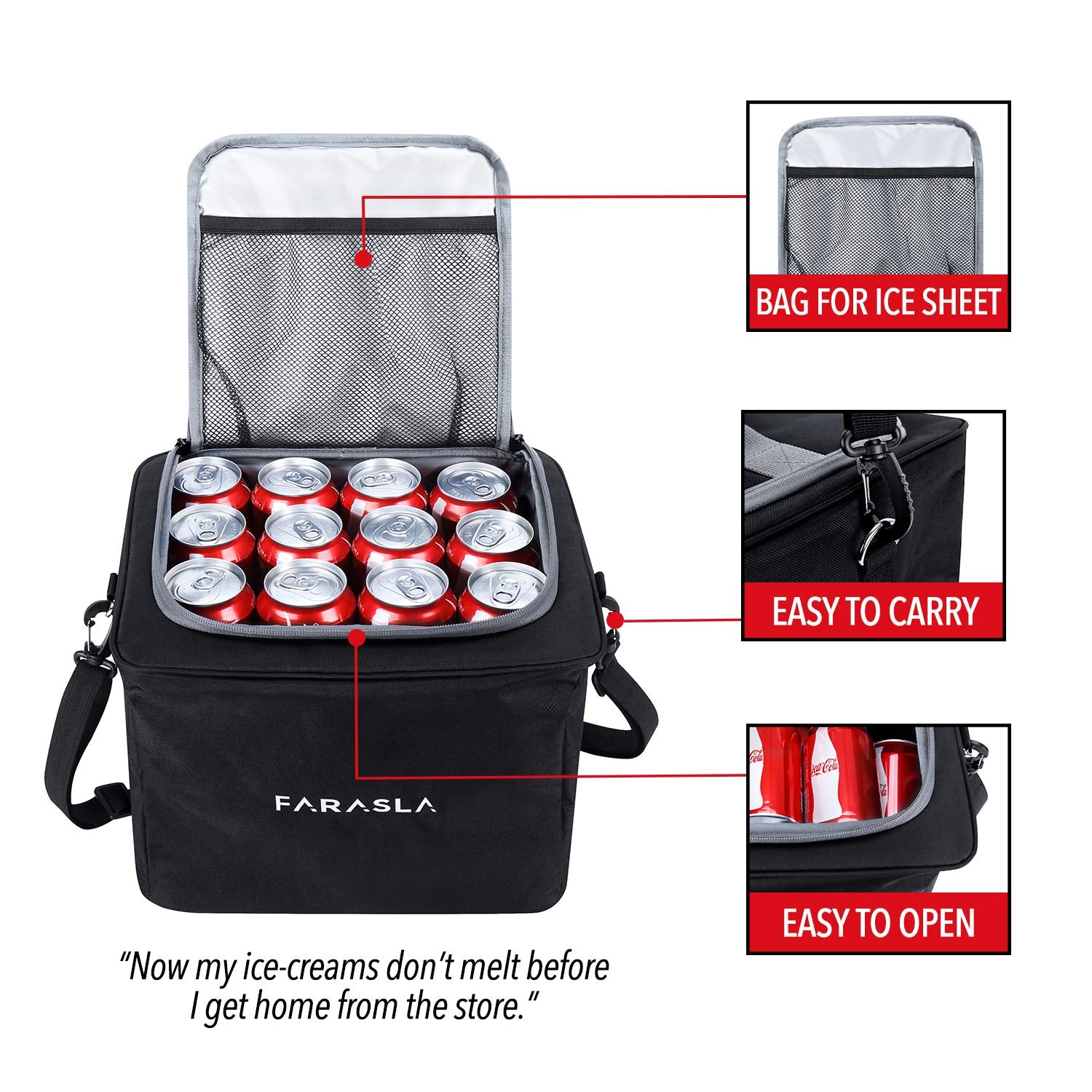 Farasla Waterproof Trunk Organizer with Insulated Cooler Bag, 4-in-1, Black, Model Farasla02, Foldable, Adjustable Straps