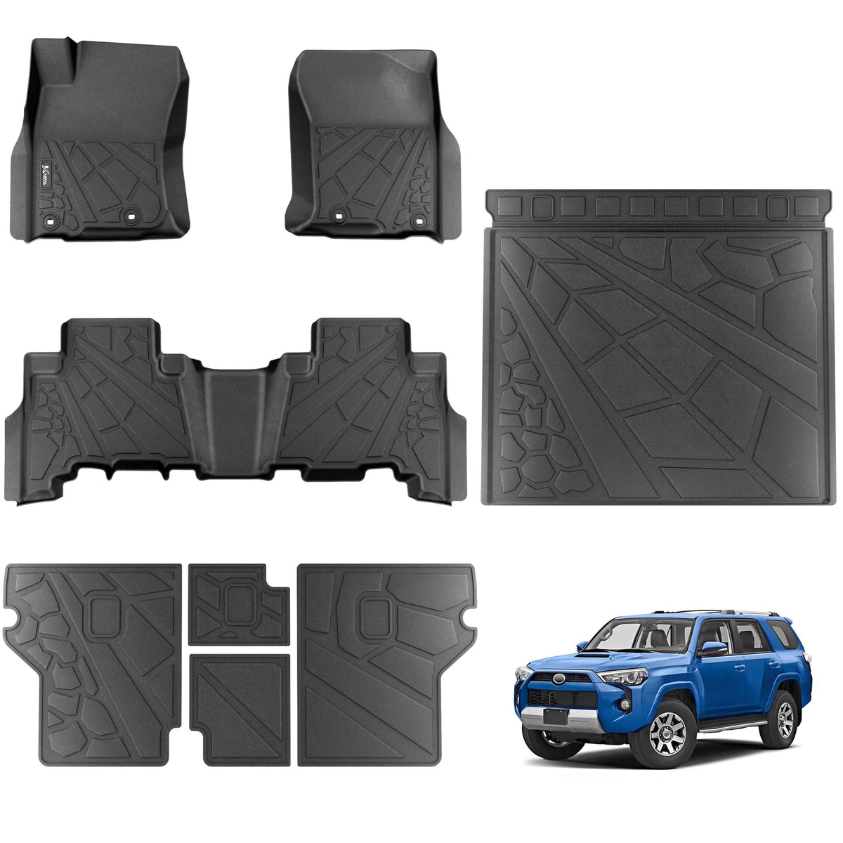 Karpal Floor Mats & Cargo Mats For 2013-2024 Toyota 4Runner (Only Fit 5-Seat Without Sliding Cargo Tray), All Weather Tpe Floor
