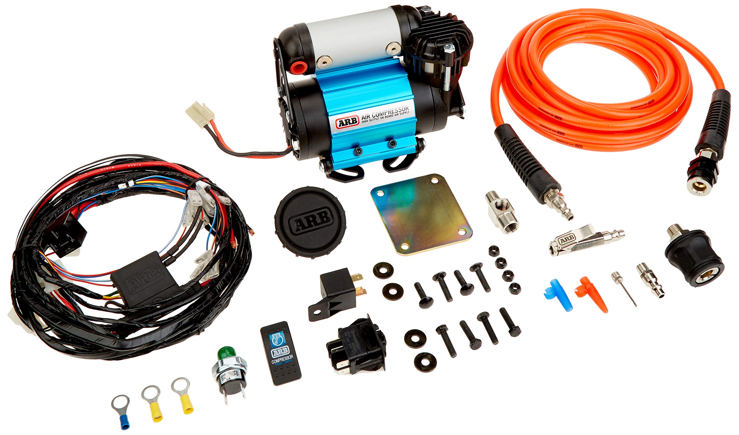 Arb Inflation Kit Air Compressor And Orange Air Hose Pump Up Kit With Quick Fitting Bundle On Board System, Ckma12 And 171302 Pa