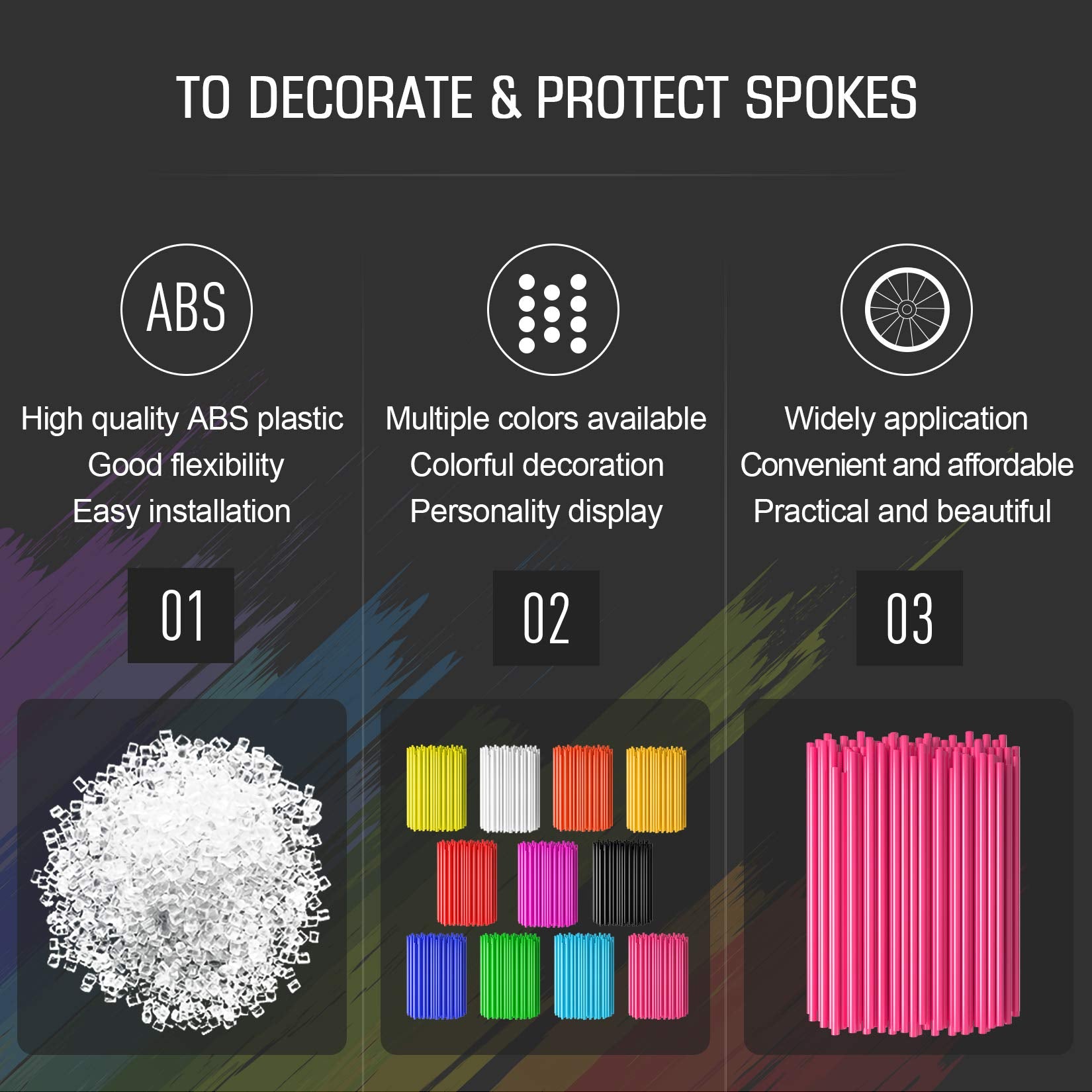 Psler 72 Pcs Pink Spoke Skins Spoke Covers Trim Wrap Cover Decoration Protector Pipe Motorcycle Motocross Pit Dirt Bike