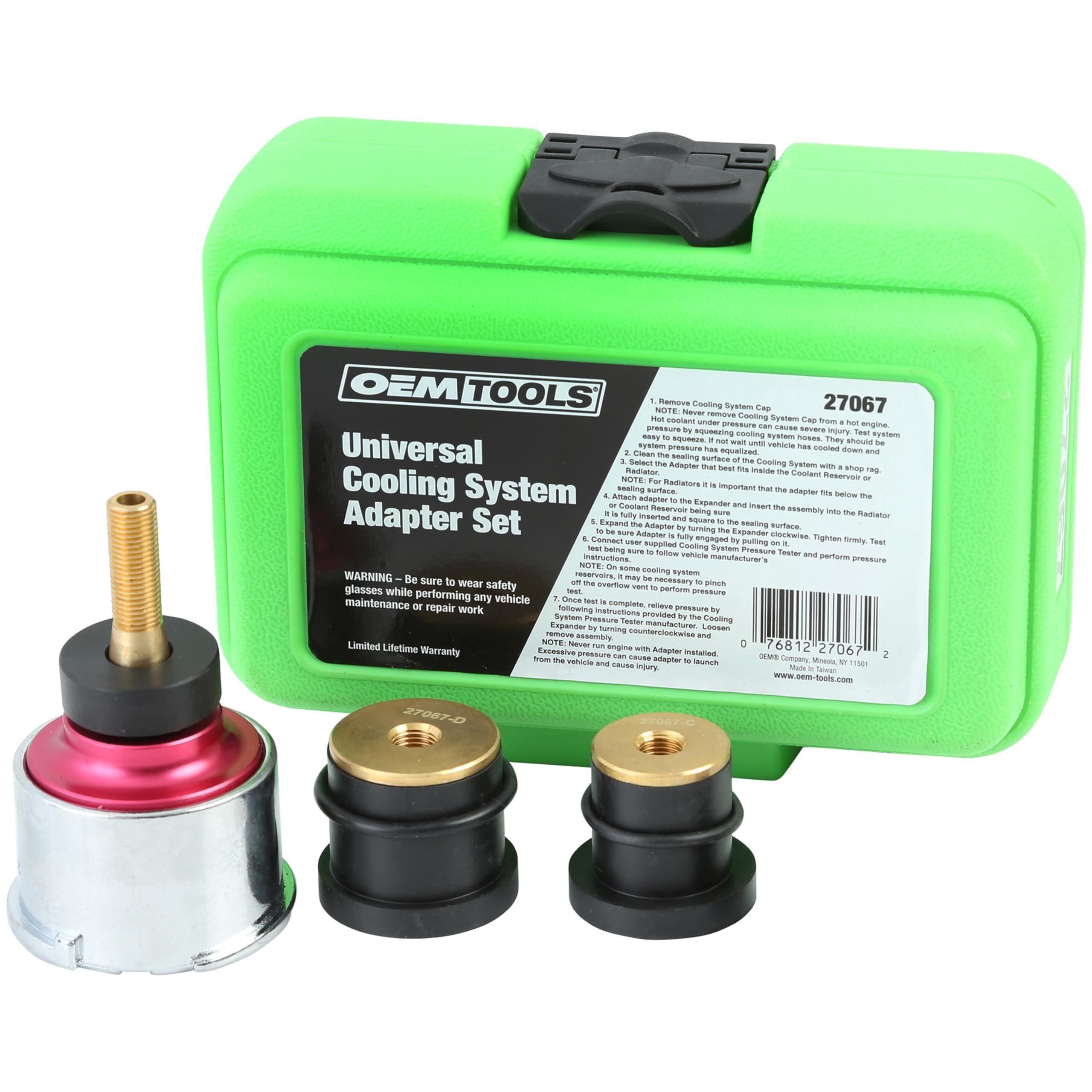 Oemtools 27067 Universal Cooling System Adapter Set, Works With Auto Coolant Pressure Tester To Test Pressure In Most Vehicles, Fits Plastic Reservoirs