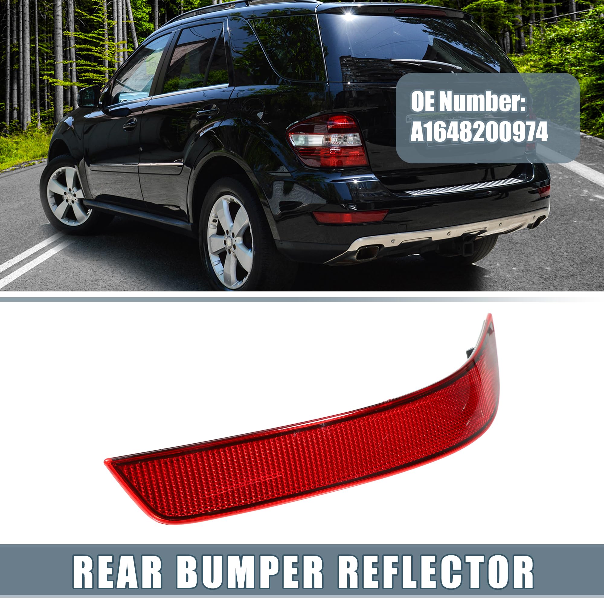 A Absopro Car Rear Left Bumper Reflector No.A1648200974 For Mercedes-Benz Gl350 Bluetec 4Matic 3.0L V6 - Diesel 2010-2012 Plasti