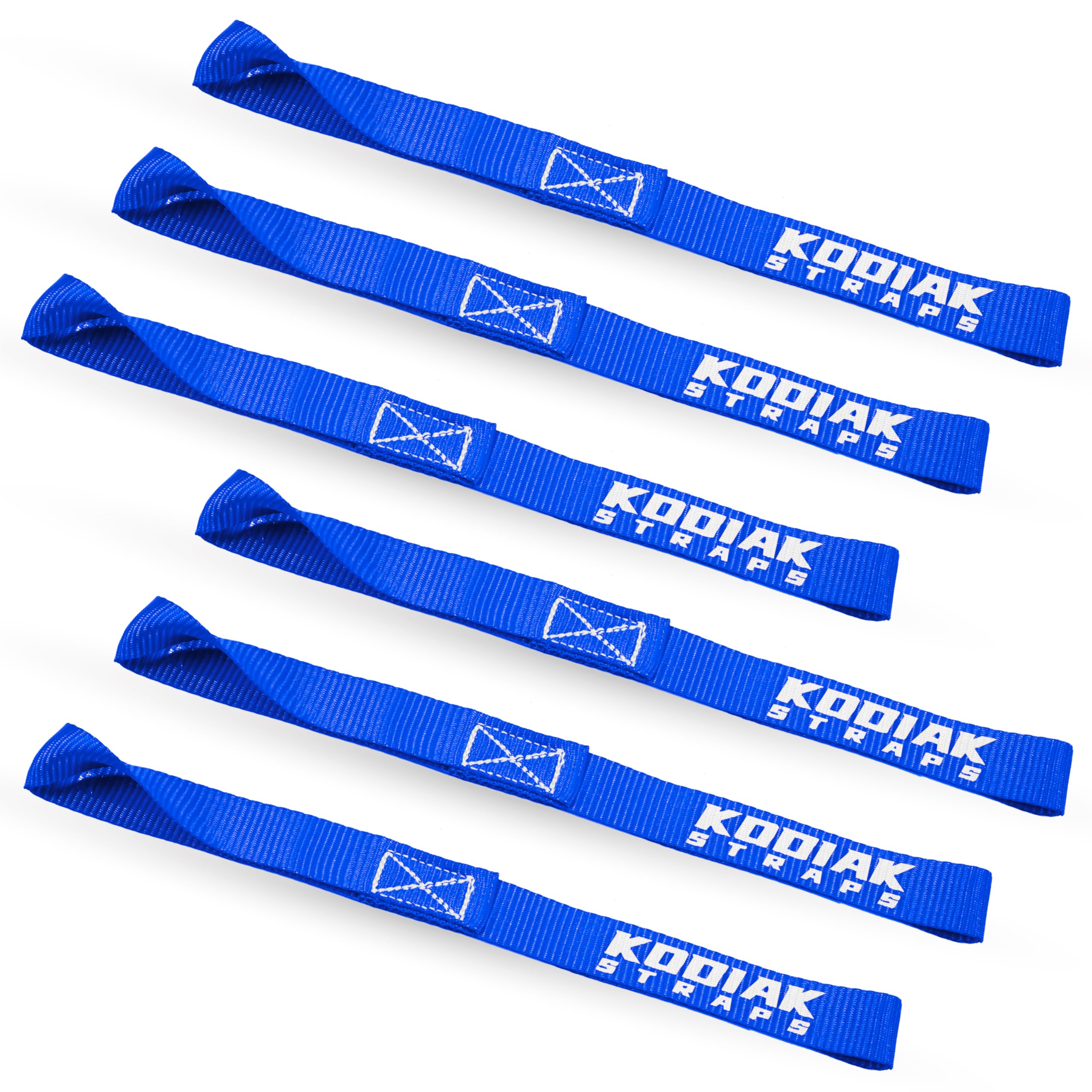 Soft Loop Tie Down Straps - 1 X 12 Inches- 4,500 Lb Load Capacity - Blue 6 Pack - Loops For Securing Atv, Utv, Motorcycles, Scoo