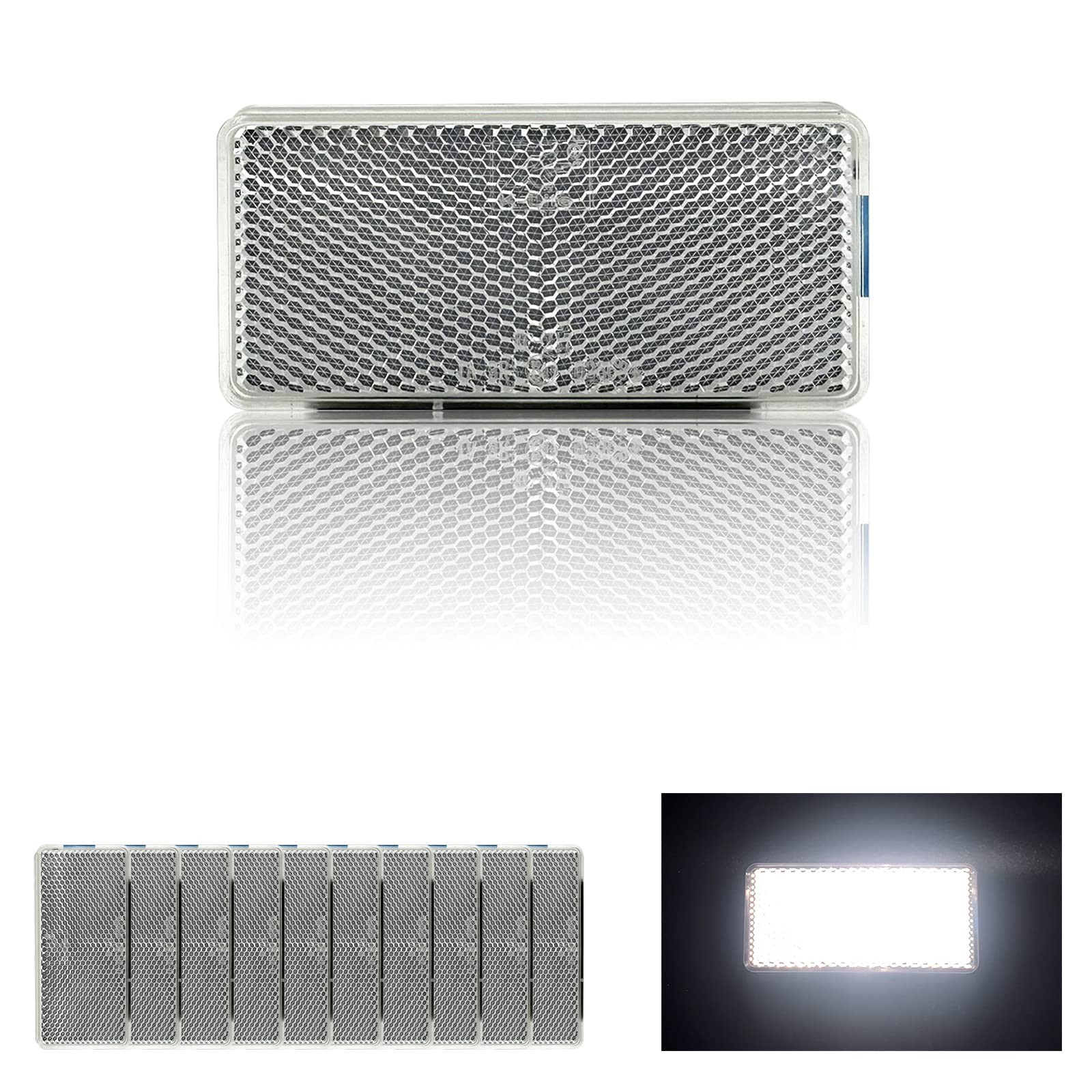 Reflector Self Adhesive Rectangle 94X44Mm Safety Waterproof Stick On For Driveway Mailbox Trees