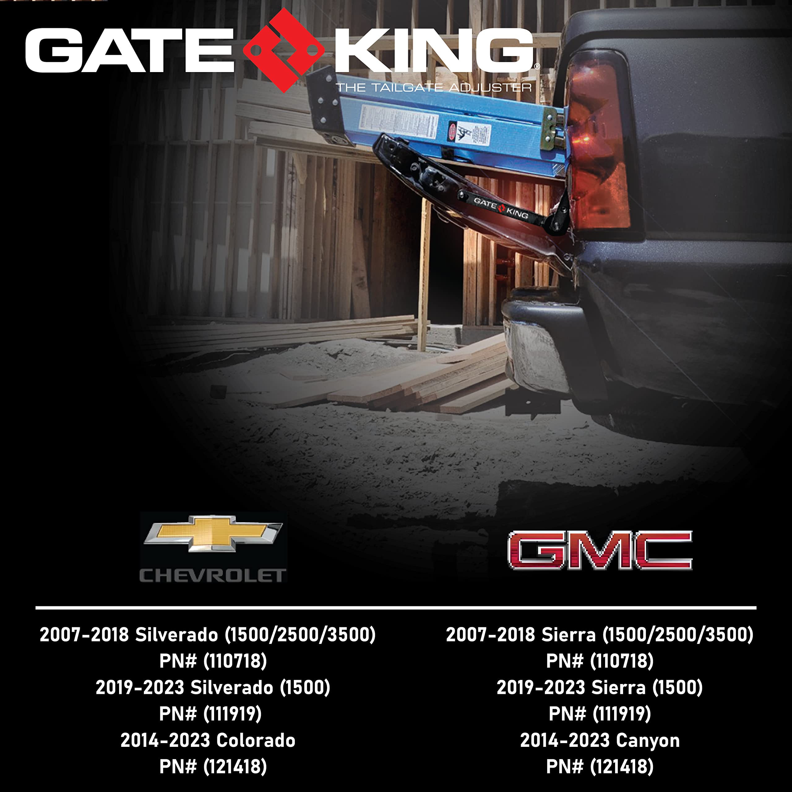 GATE KING Ratcheting Multi Position Pickup Truck Tailgate Adjuster for Chevy Silverado & GMC Sierra 1500/2500/3500 (2007-2018) M