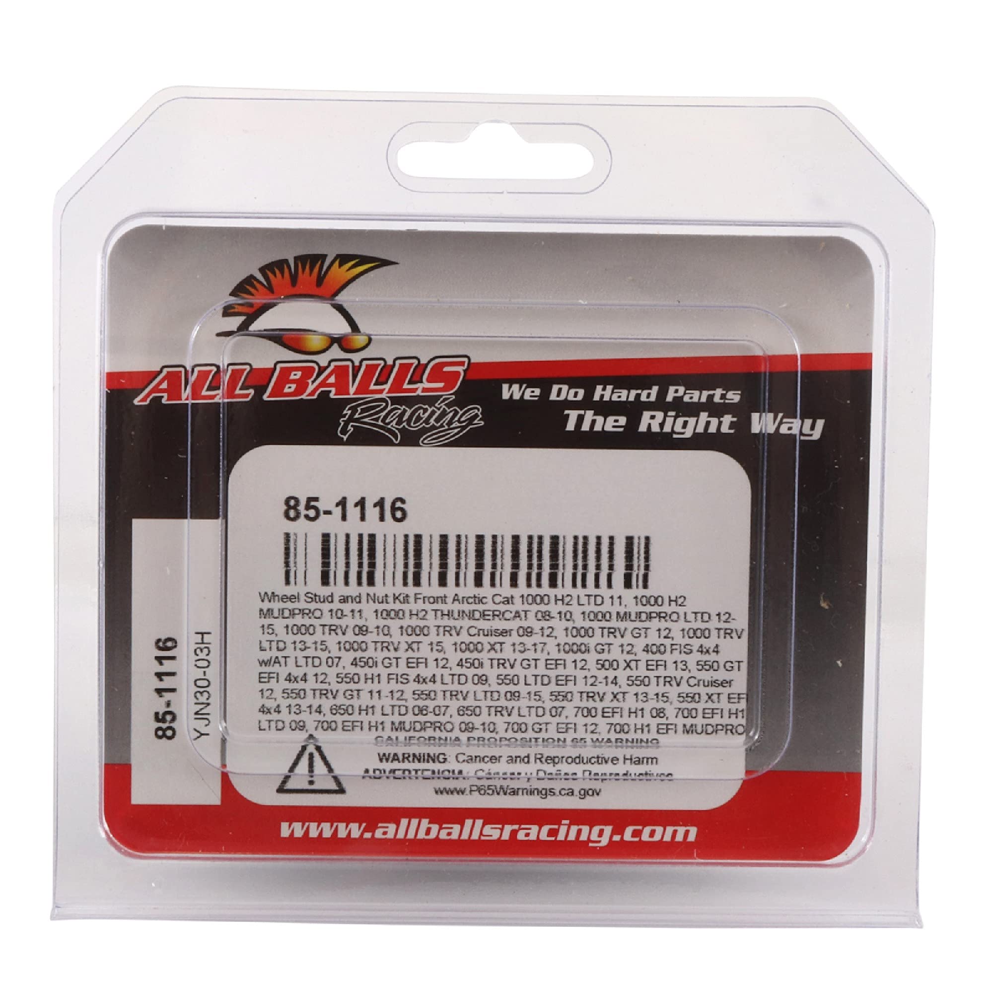 All Balls Racing Wheel Stud and Nut Kit 85-1116 Compatible With/Replacement For Arctic Cat 1000 H2 LTD 2011, 1000 H2 Mudpro 2010