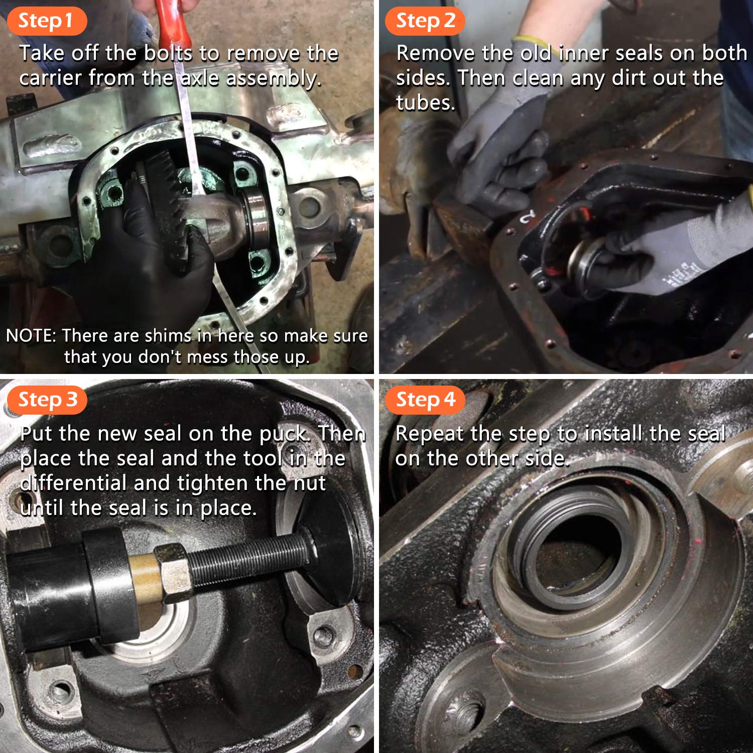 Inner Axle Side Seal Installation Tool For Dana 30/44/60 Front Differentials For Jeep Dodge Ford Chevrolet Volvo Gmc Isuzu Jaguar International Mercury