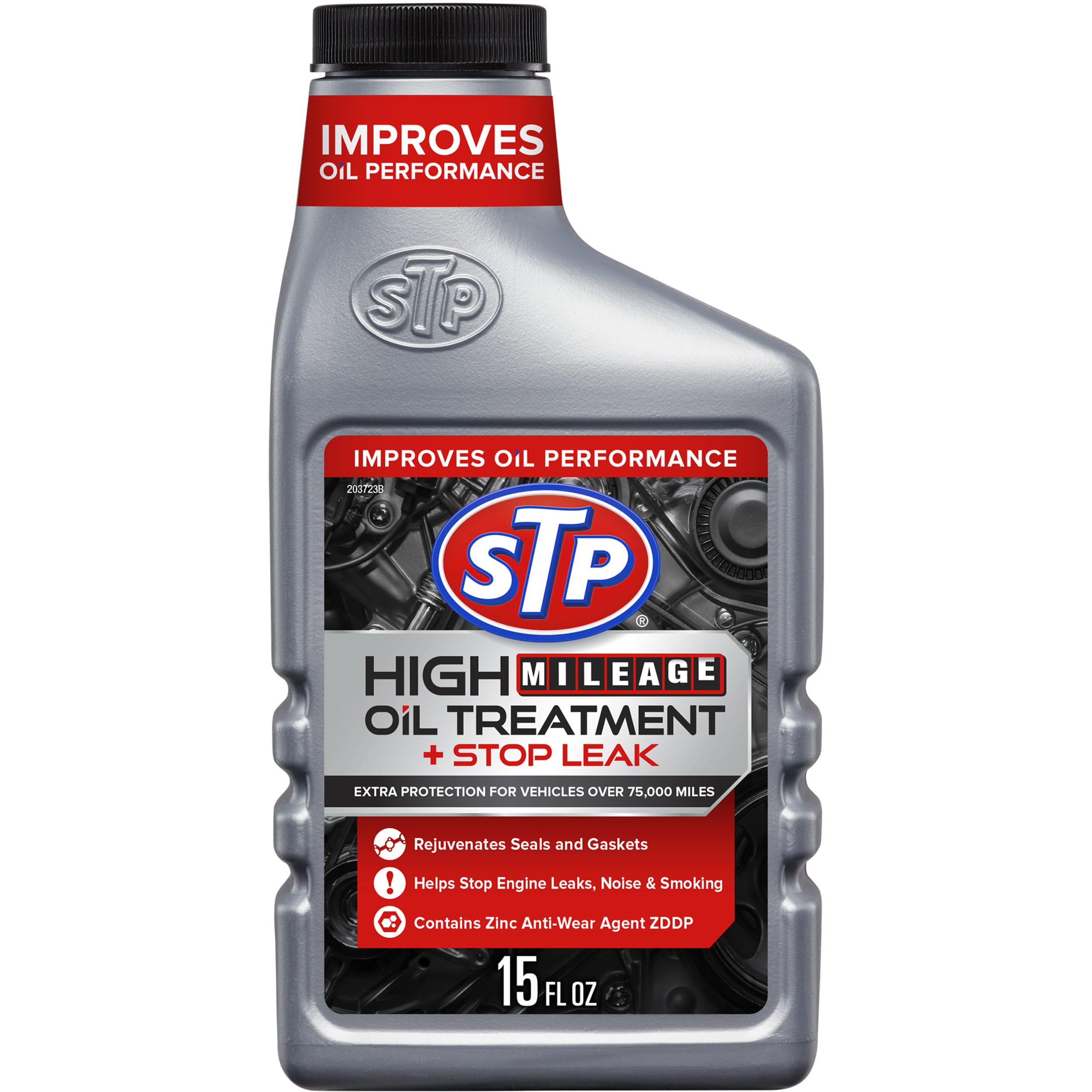 Stp High Mileage Oil Treatment + Stop Leak - 15 Fl Oz