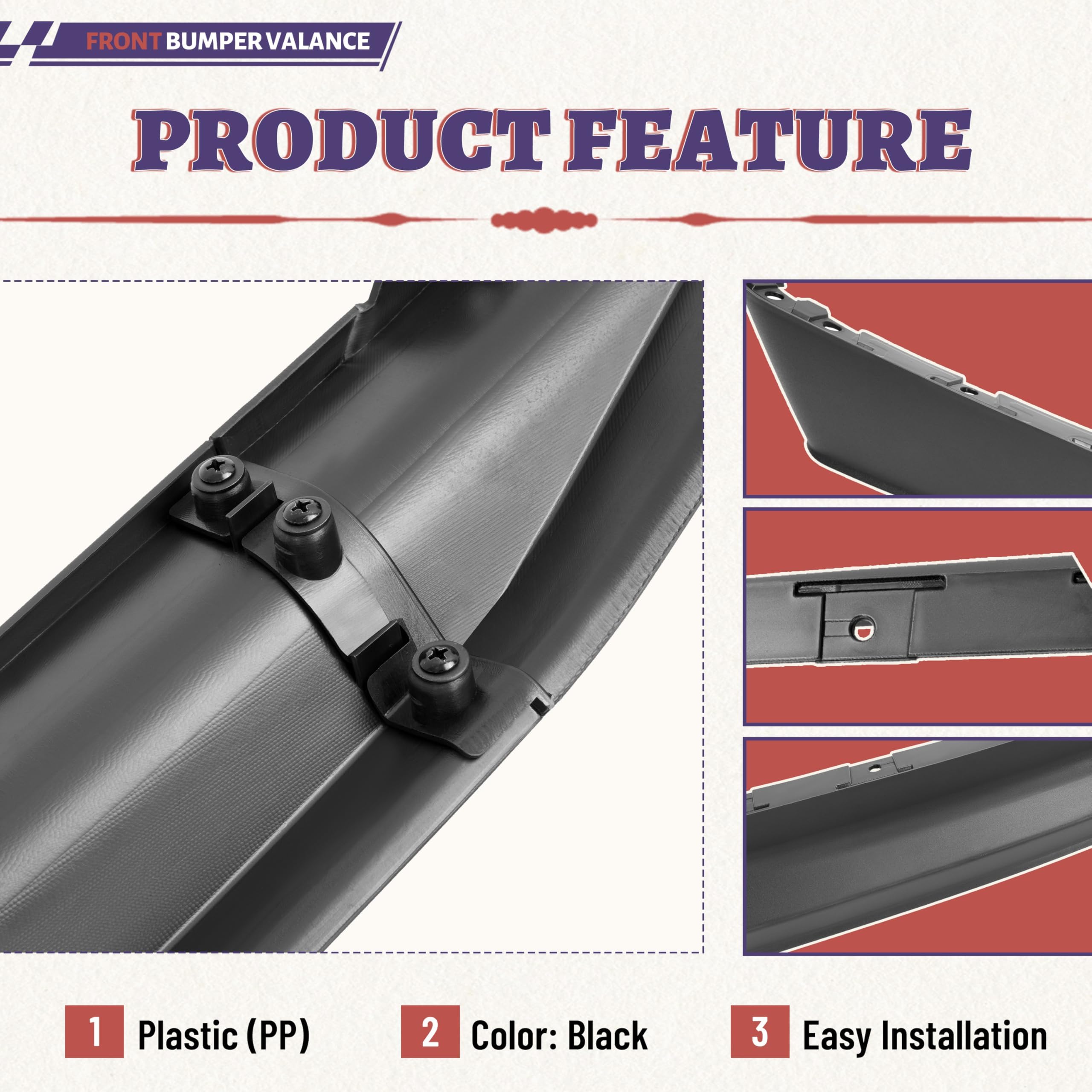 HECASA Front Lower Bumper Valance Compatible with 2020-2022 Ford F250 F350 F450 Super Duty (2WD Models) Deflector Valance Panel