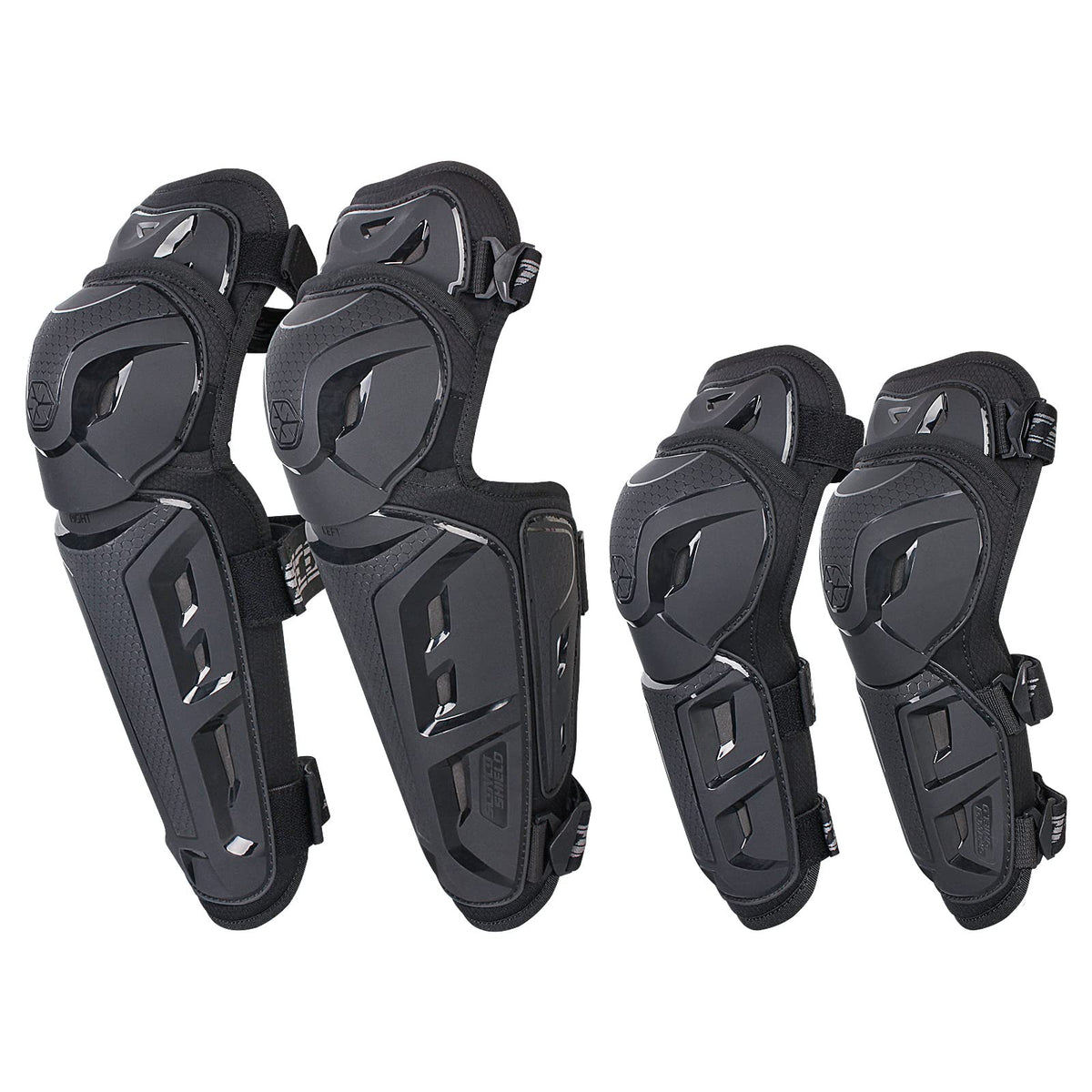 Scoyco 4Pcs Knee-And-Shin Guards Elbow Guards Anti-Slip For Men 2 In 1 Protector Adjustable Powersport Protection/Motorbike/Racing/Motorcycle/Cycling