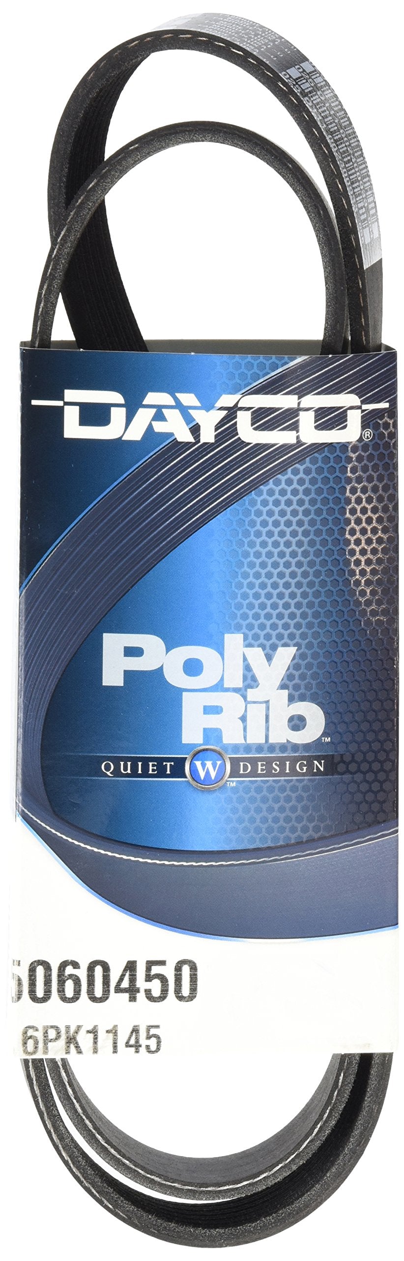 Dayco 5060450 Serpentine Belt Black, Size:- Effective Length: 45.08 inches ; Top Width: 0.82 inches ; Thickness: 0.17 inches