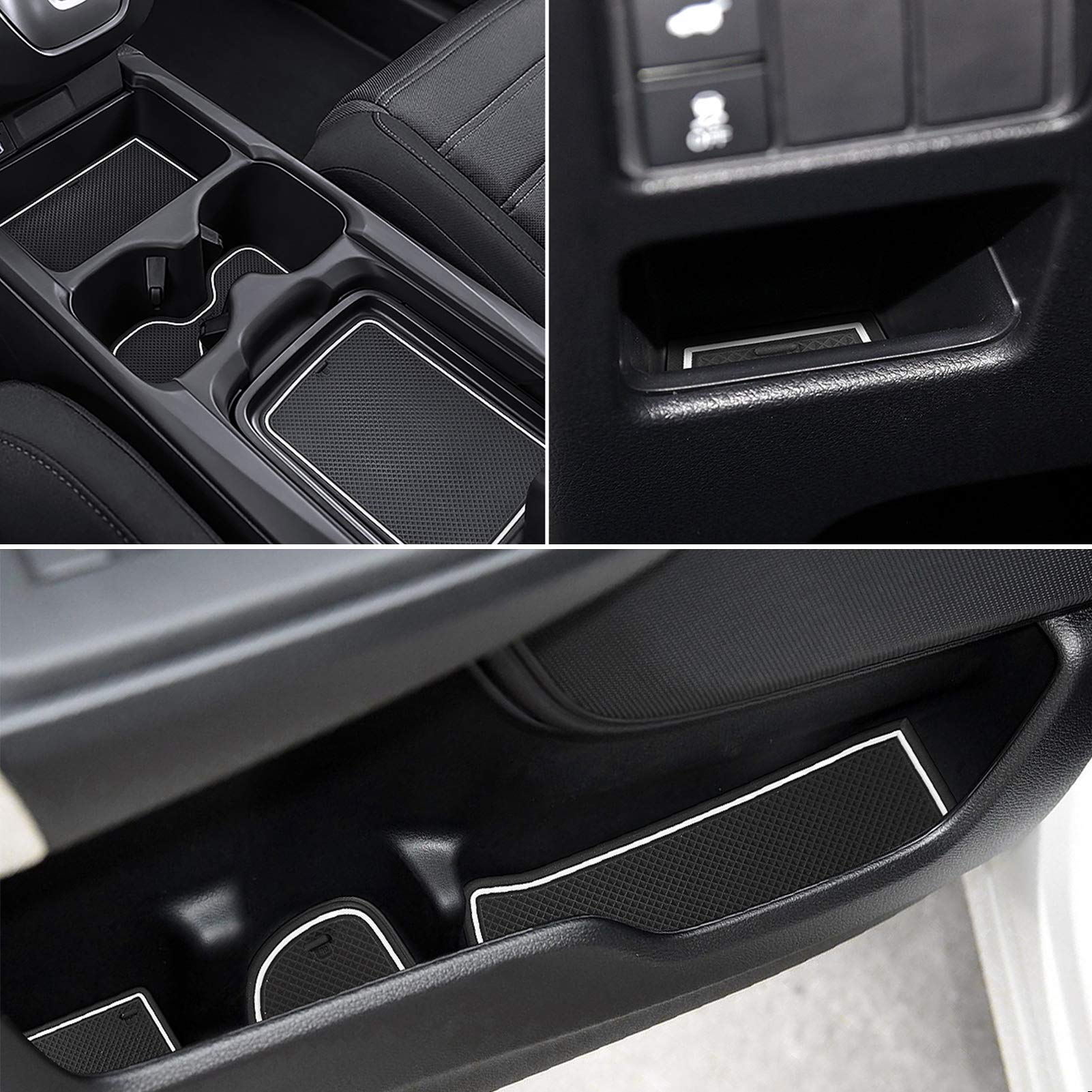 Senshine For Honda Cr-V Crv Accessories 2020 2021 2022 Cup Holder Insert Center Console Liner Trim Door Packet Mats Non-Slip Anti Dust Premium Custom Interior 20Pc Set (White Trim)