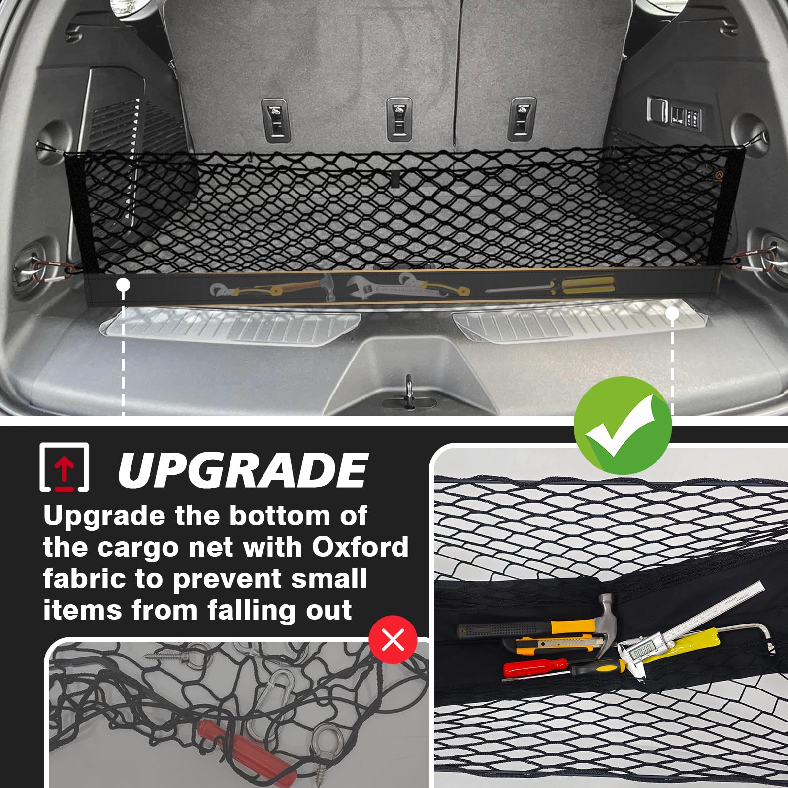 Muslogy Envelope Style Trunk Cargo Net Compatible With 2021-2025 Chevy Suburban&Tahoe, Gmc Yukon&Yukon Xl, Cadillac Escalade Acc