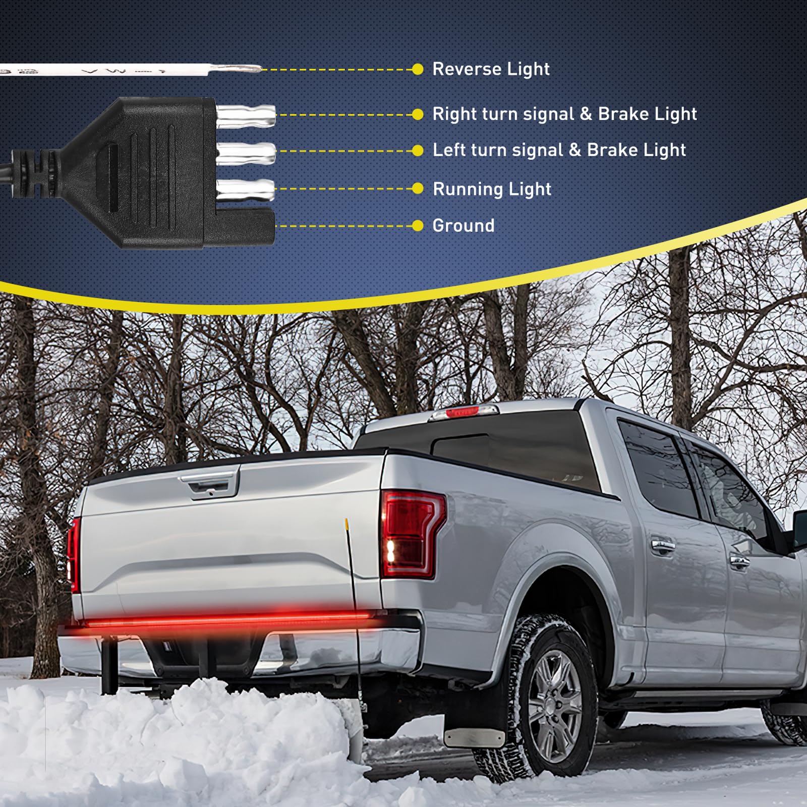 Nilight Truck Tailgate Light Strip 48'' Aluminum Frame Triple Row 780 Led Bar With Red Running Brake Sequential Turn Signals Str