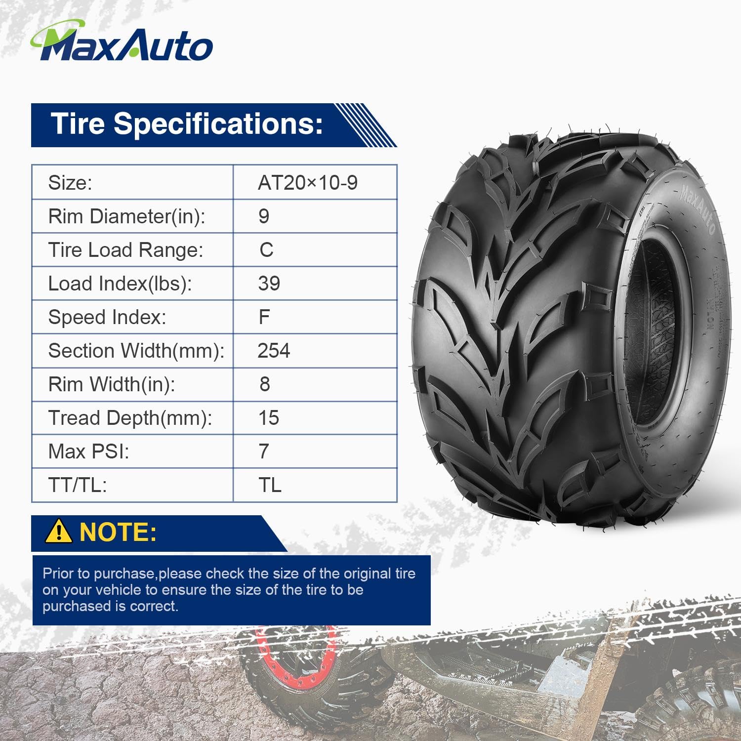 Maxauto 20X10-9 Sport Atv Tires 20X10X9 Quad Tires,6 Pr Tubeless All Terrain Utv Tire, 2 Pack
