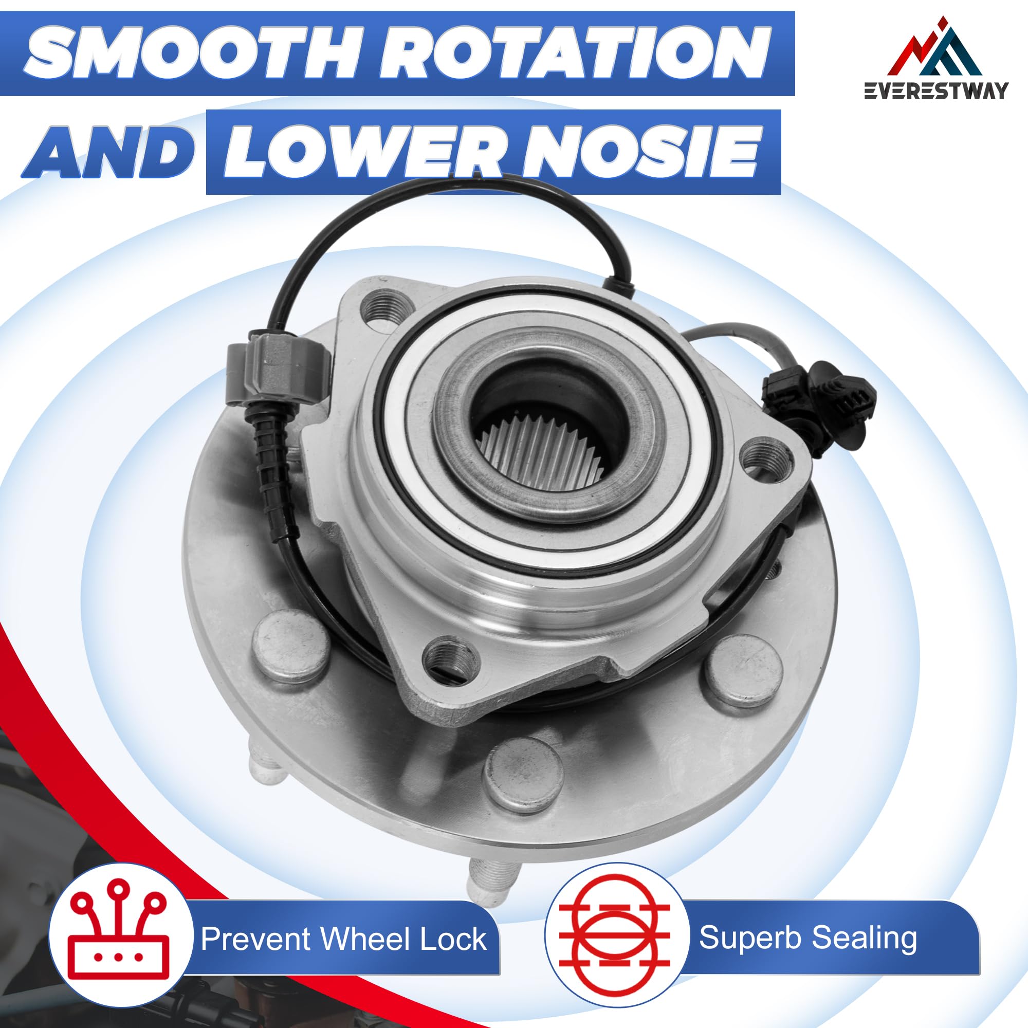 Everestway 515096 4Wd Front Wheel Hub Bearing Assembly W/Abs Compatible With Chevrolet Chevy Silverado Suburban Avalanche Tahoe Cadillac Escalade 1 Pc