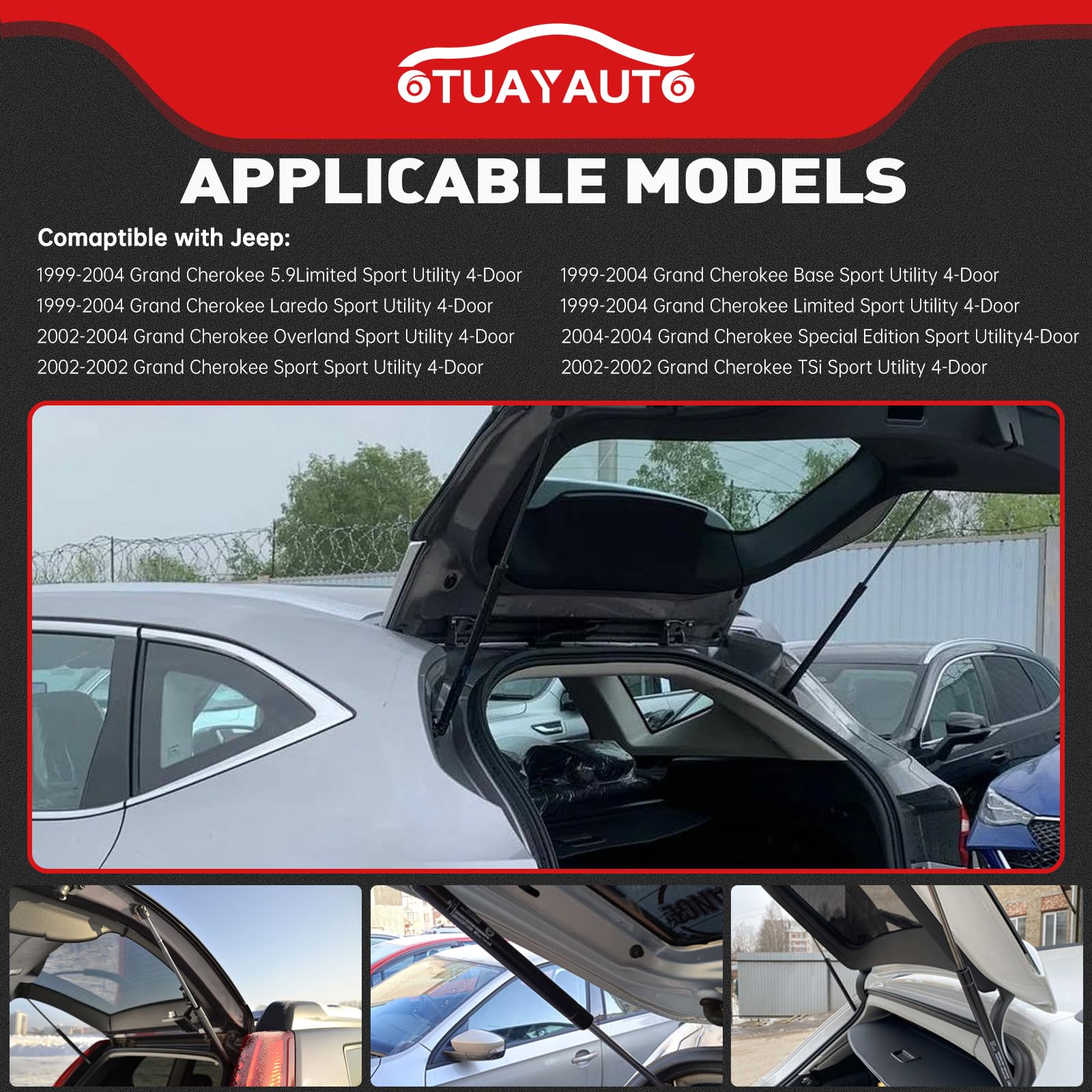 Otuayauto Rear Hatch Liftgate Struts Shock Replacement For 1999-2004 Jeep Grand Cherokee Wj Tailgate Lift Support - 55137023Ac 4