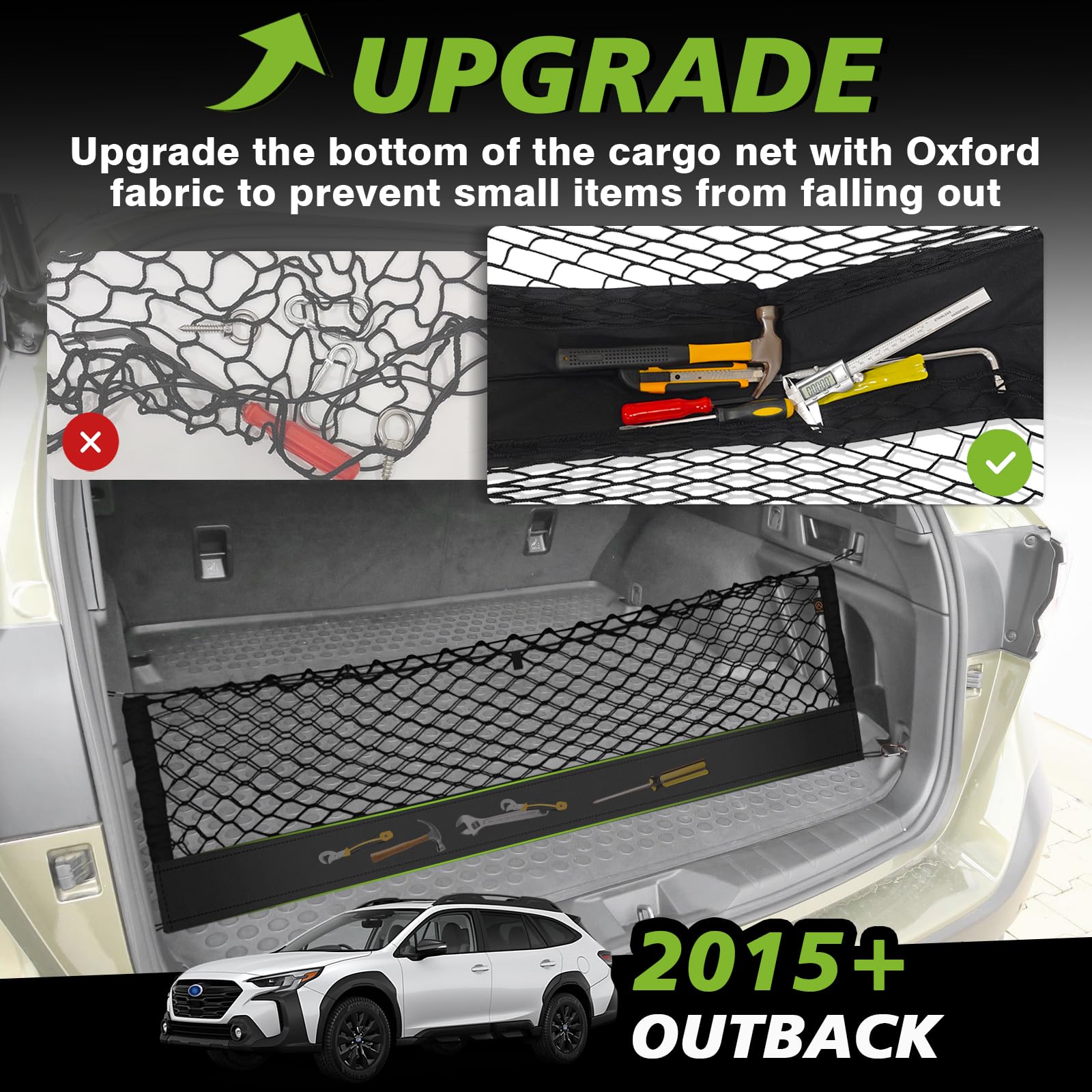 Muslogy Envelope Style Trunk Cargo Net Compatible With 2015-2024 2025 Outback Accessories Custom Fit Trunk Organizer Upgraded St