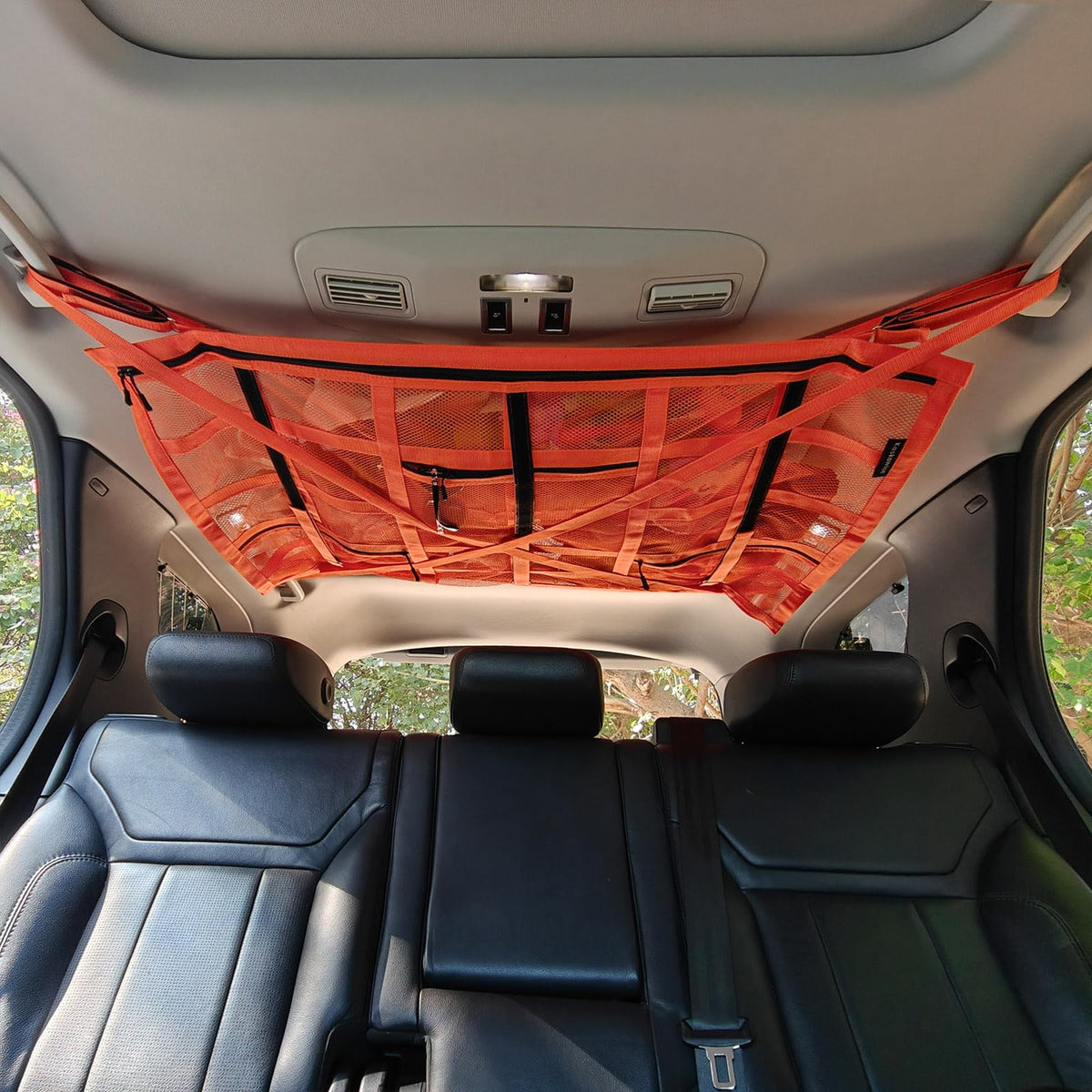 Kaskawise Suv Car Ceiling Cargo Net With Adhesive Straps,Double-Layer Mesh Car Roof Net Storage For Truck, Van,Travel Long Road