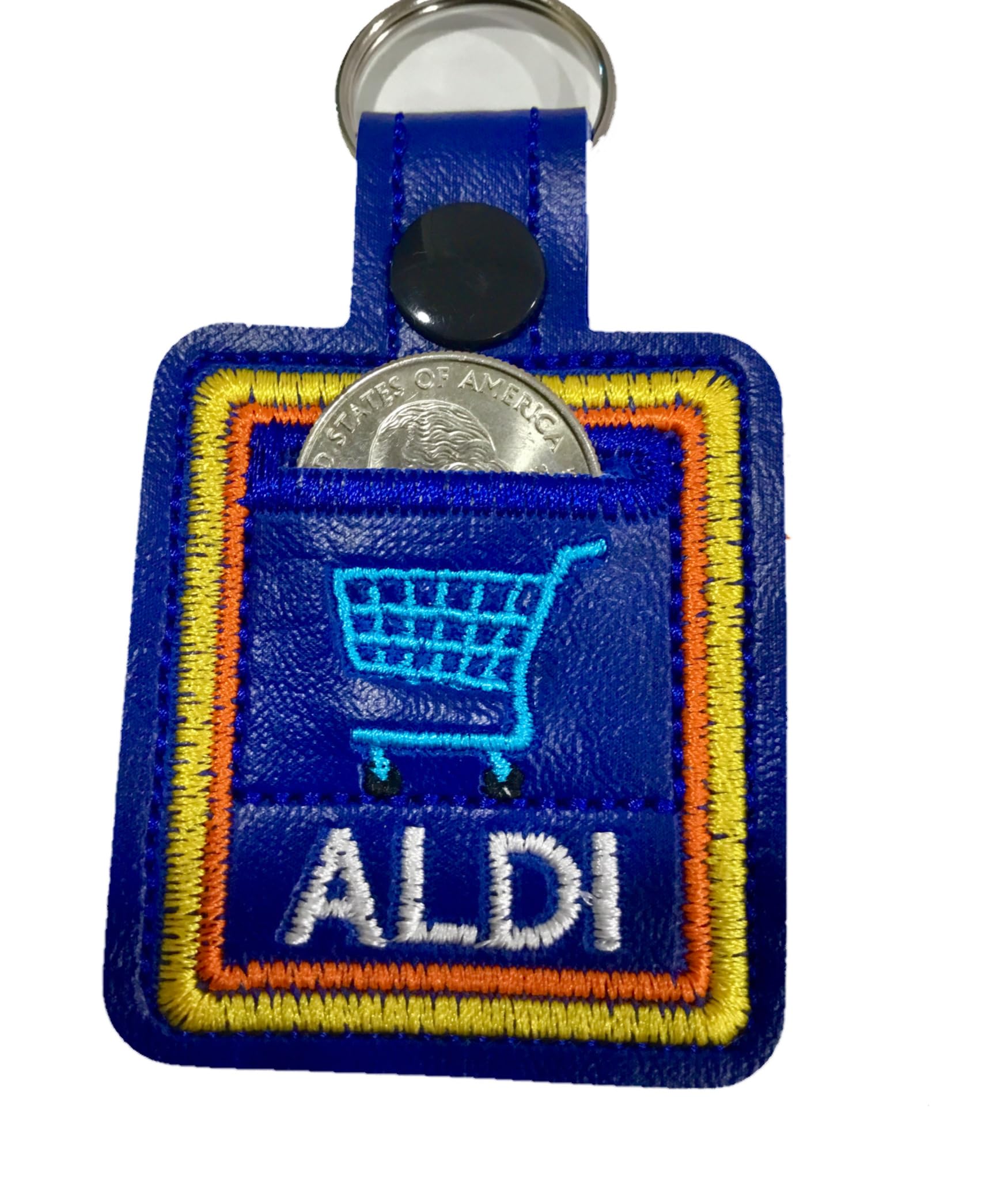 Aldi Quarter Holder Keychain Coin Keeper Individually Handmade In The U.S.A Embroidered Holds Quarter For Aldi Grocery Shopping