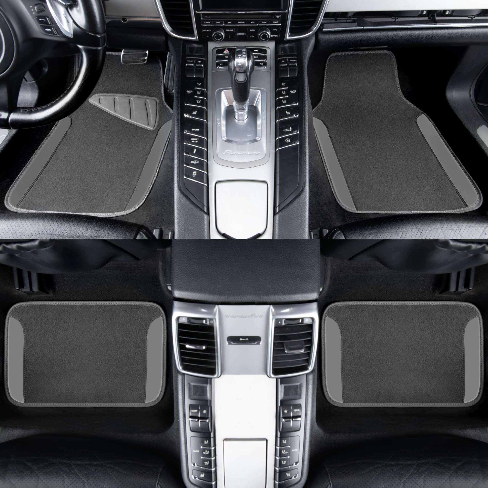 Car Pass Waterproof Universal Fit Car Floor Mats, Car Mats Fit For Suv,Vans,Sedans, Trucks,Set Of 4Pcs Car Carpet With Driver Heel Pad (All Gray)