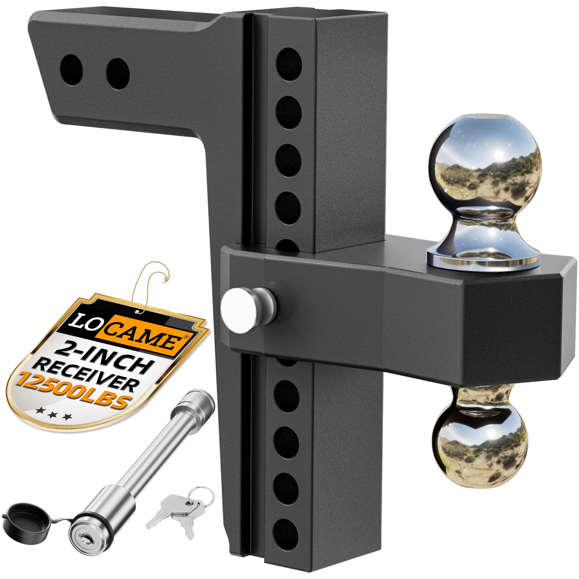 Locame Adjustable Trailer Hitch, Fits 2-Inch Receiver Only, 10-Inch Drop/Rise Aluminum Drop Hitch,12,500 Lbs Gtw-Tow Hitch For H