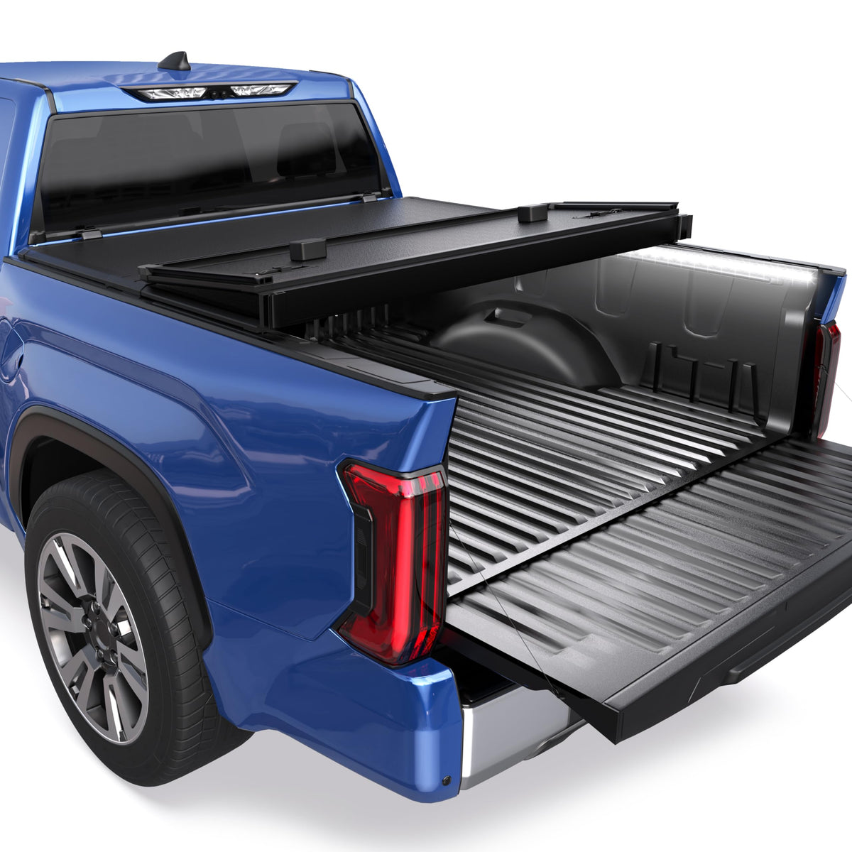 KUIPERAUTO Fiberglass Tri Hard Tonneau Cover Compatible for 2014-2025 Toyota Tundra Fleetside Truck Bed Cover - 6.5 FT Bed On To