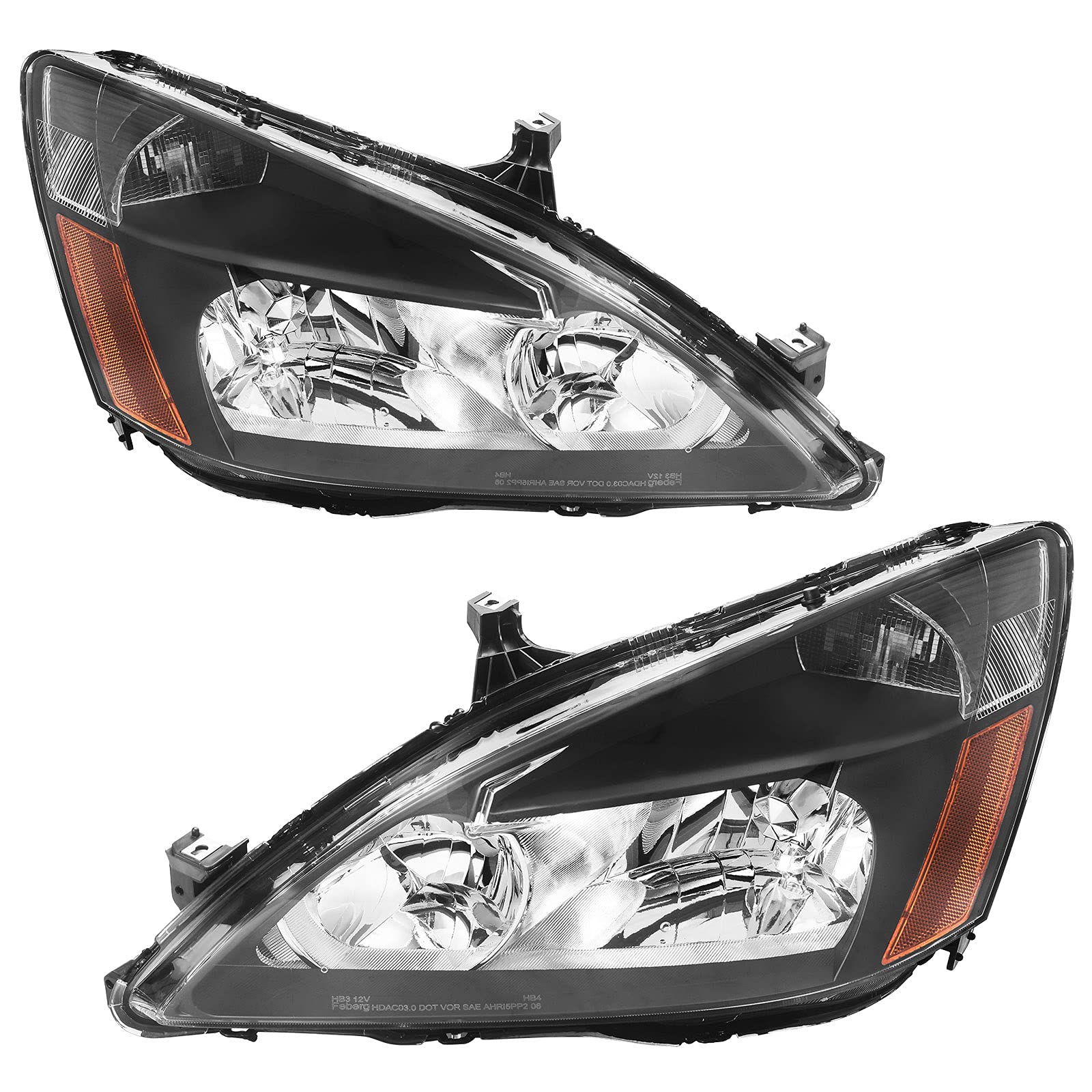 Autosaver88 Headlight Assembly Compatible With 2003 2004 2005 2006 2007 Accord Headlights Oe Headlamp Replacement Black Housing