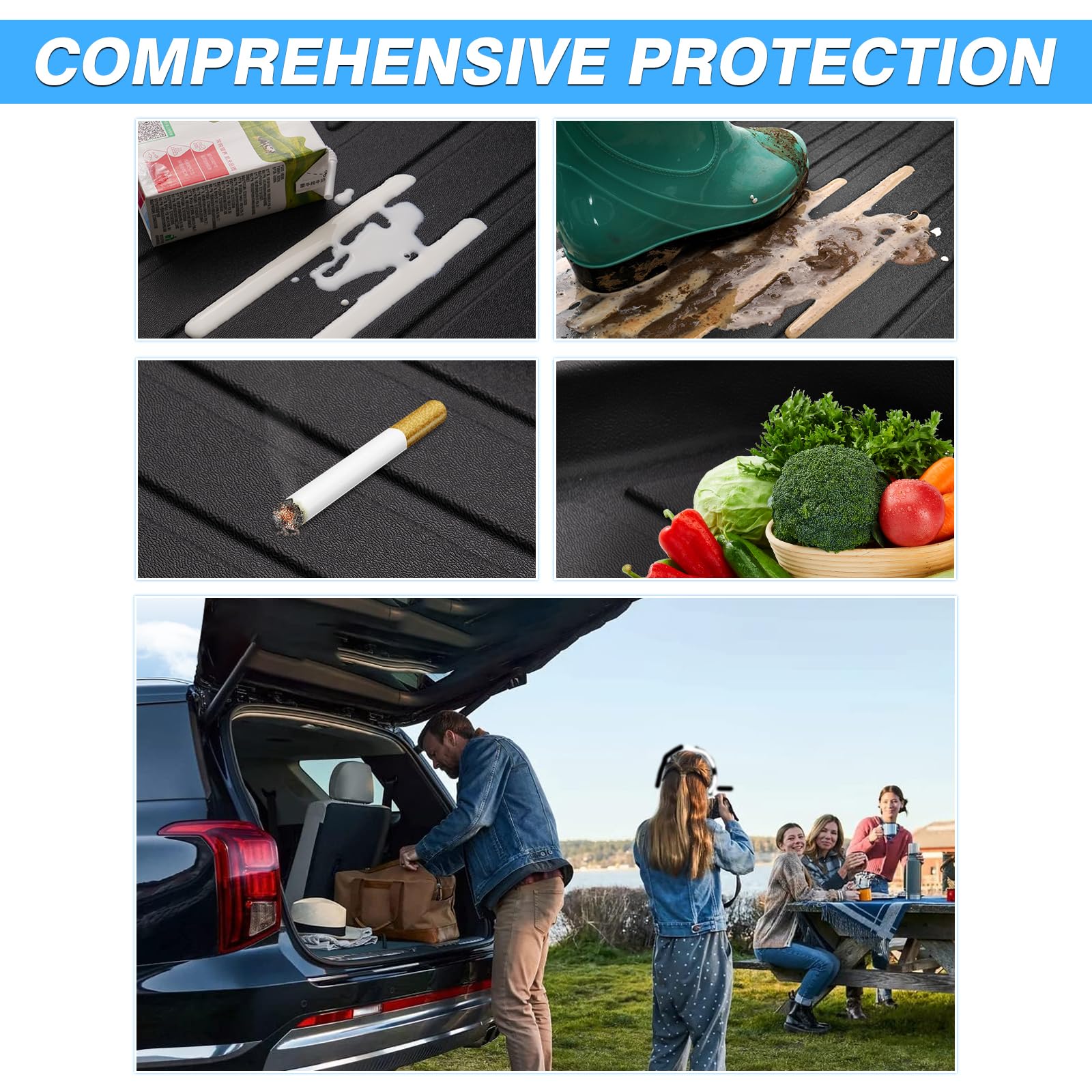 Powerty Trunk Mat For 2018-2023 2024 2025 Chevrolet Chevy Traverse Accessories Cargo Mats Tpe All Weather Cargo Liner Heavy-Duty