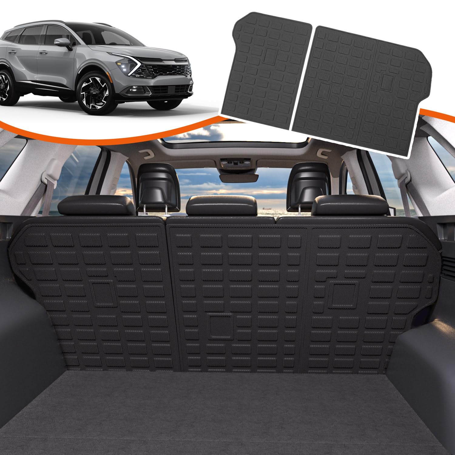Xipoqix Floor Mat Backrest Mat Compatible With 2023 2024 Kia Sportage (Not Hybrid) Tpe All Weather Cargo Liner Replacement For 2