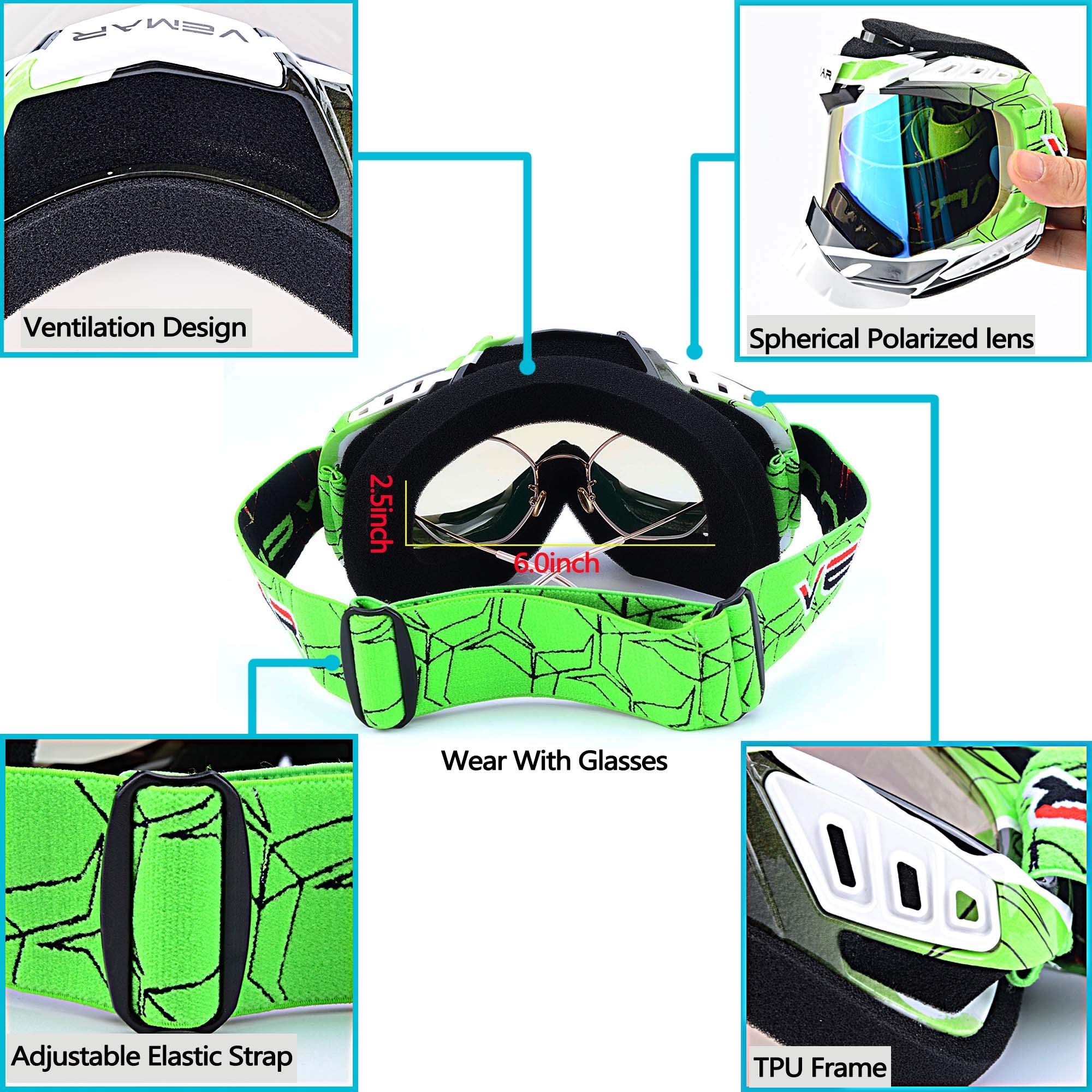 Ubelly Motorcycle Motocross ATV Racing Dirt Bike Tactical Riding Goggles