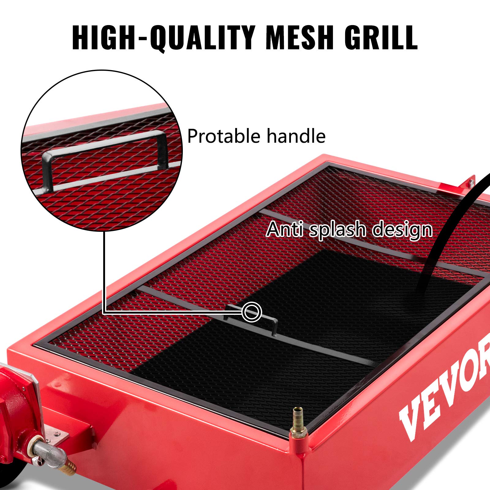 Vevor Oil Drain Pan 20 Gallon Oil Drain Tank, 76L Low Profile Oil Drain Pan, Large Capacity Oil Change Pan, Foldable Hand, With