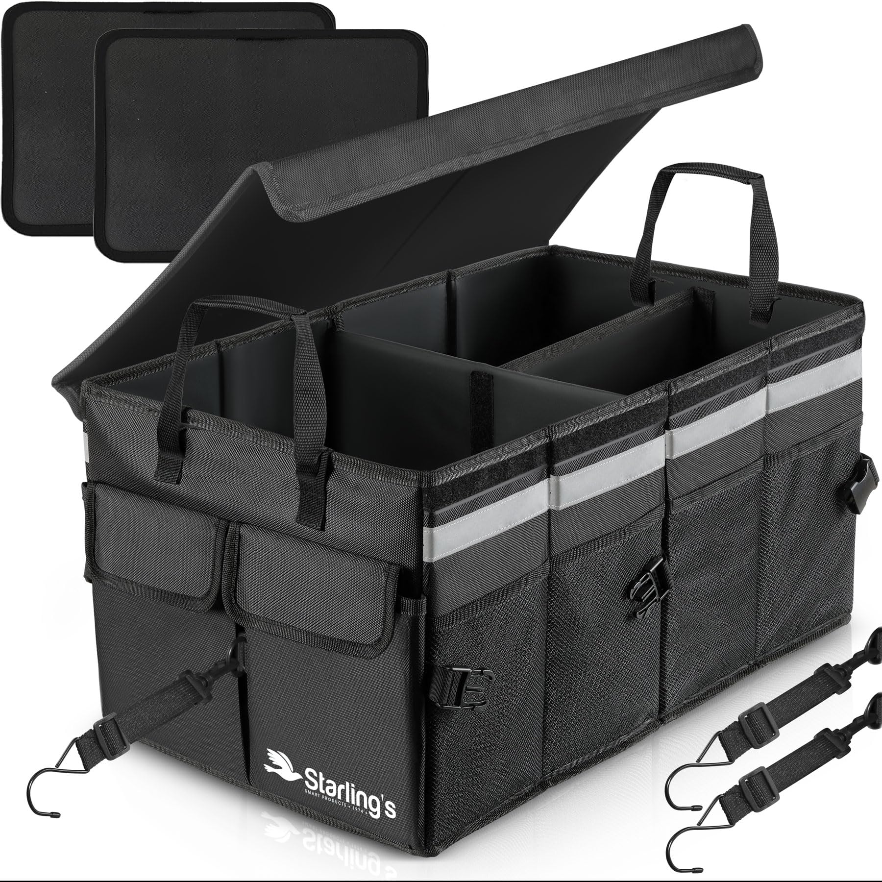 Starlings Car Trunk Organizer Super Strong, Foldable Storage Cargo Box for SUV, Auto, Truck Nonslip Waterproof Bottom, Fits any