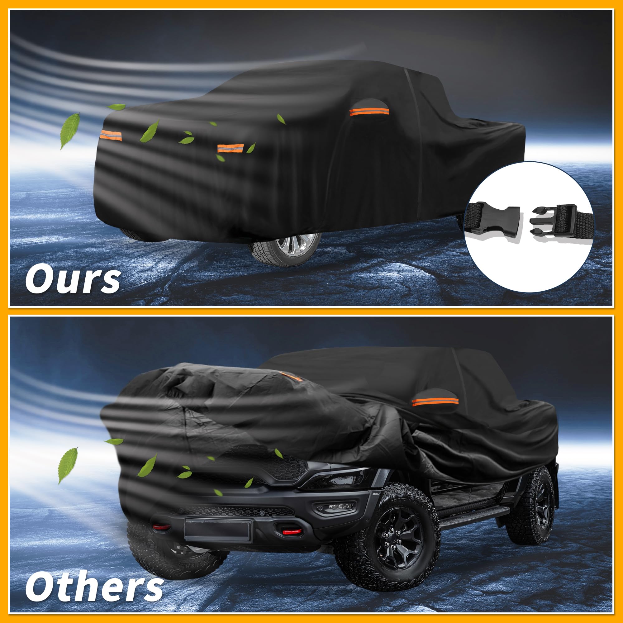 Partuto Universal Car Cover Waterproof All Weather 190T-PU, UV Sun Rain Protection, Fits for Truck Length 229''-242'', with Left