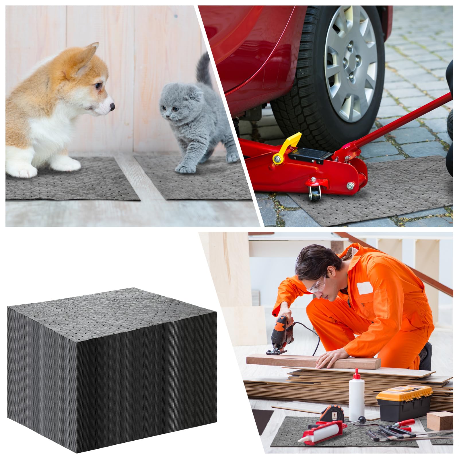 Hoolerry Oil Absorbent Pads Weight Dimpled Pad Garage Accessories Water Absorbent Mat Oil Spill Mat for Absorbing Protecting Hom